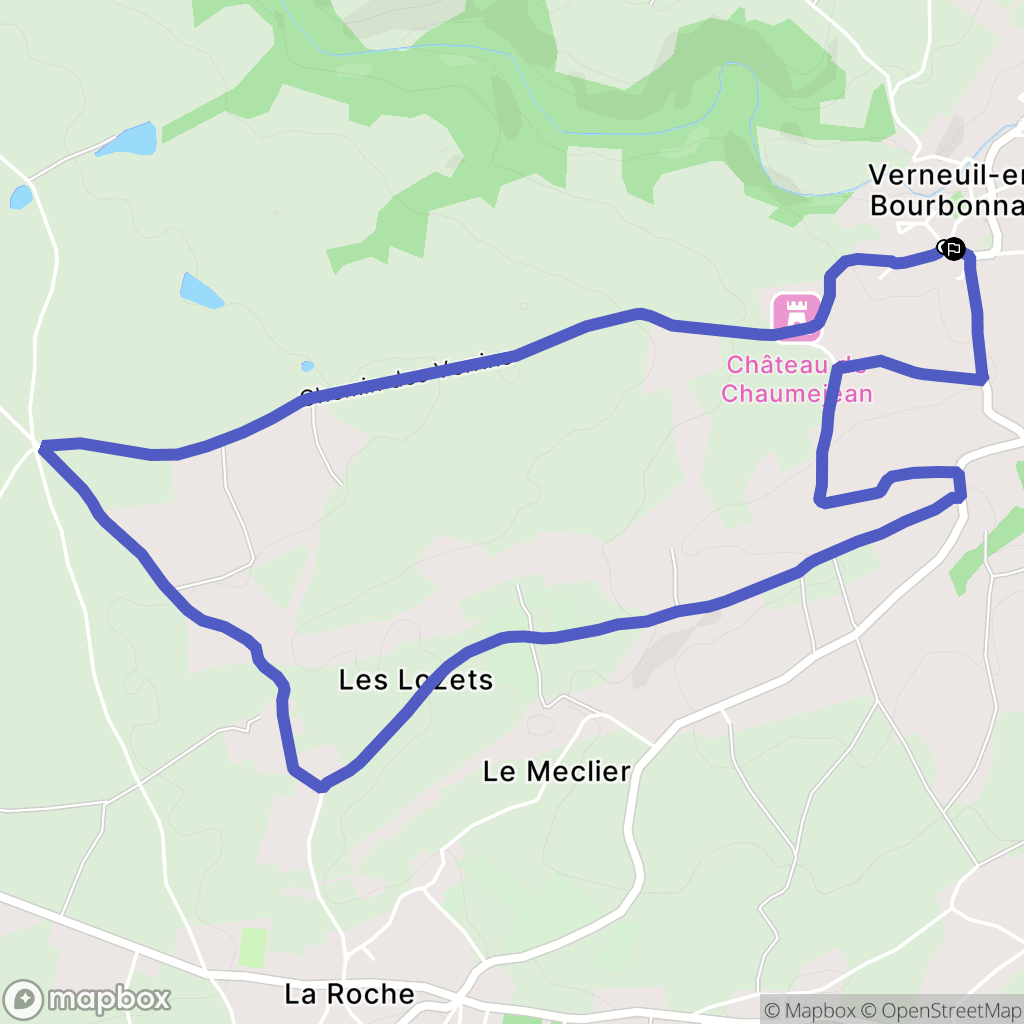 Verneuil-en-Bourbonnais : carte du parcours de randonnée - France