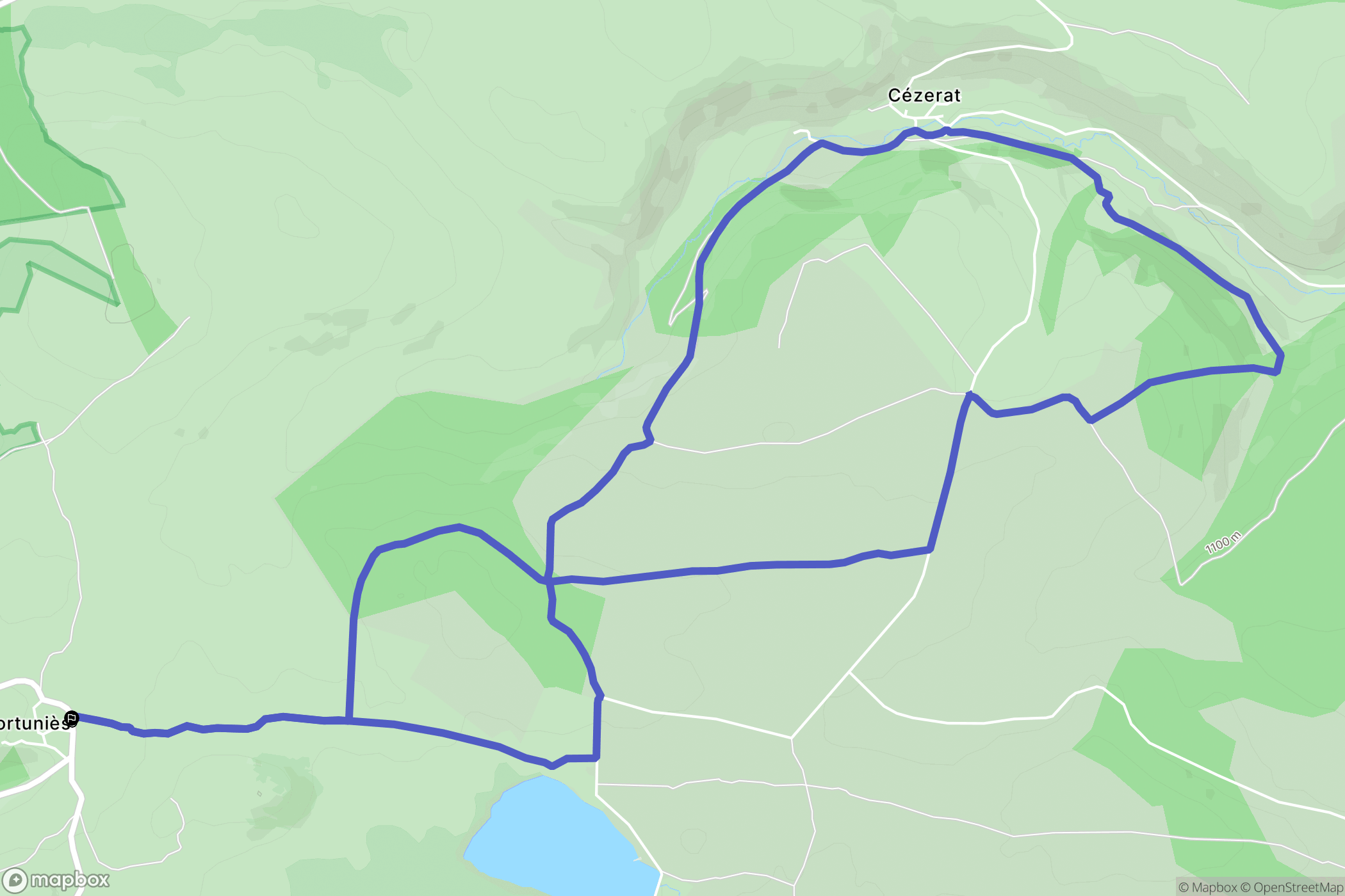 Dienne : carte du parcours de randonnée - France