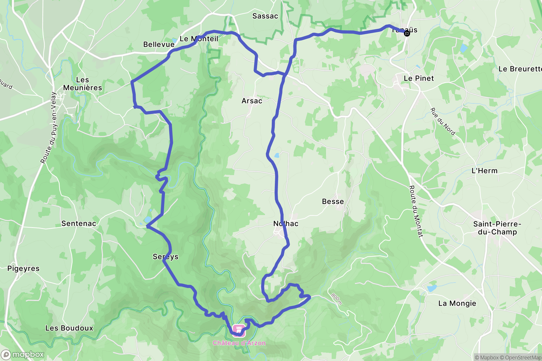 Saint-Pierre-du-Champ : carte du parcours de randonnée - France