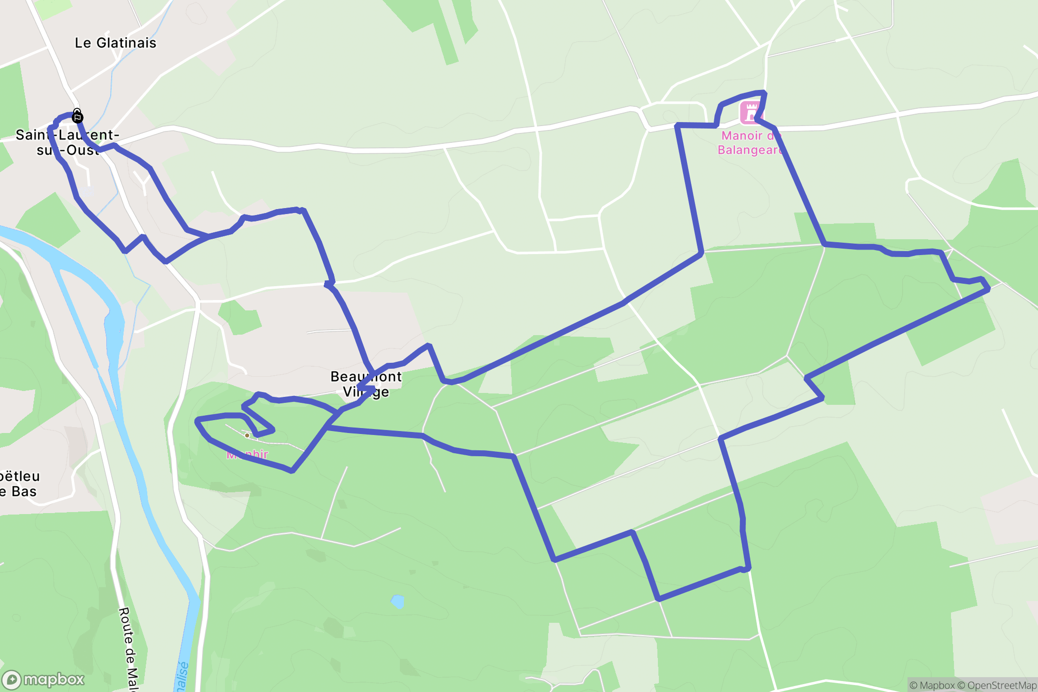 Saint-Laurent-sur-Oust : carte du parcours de randonnée - France