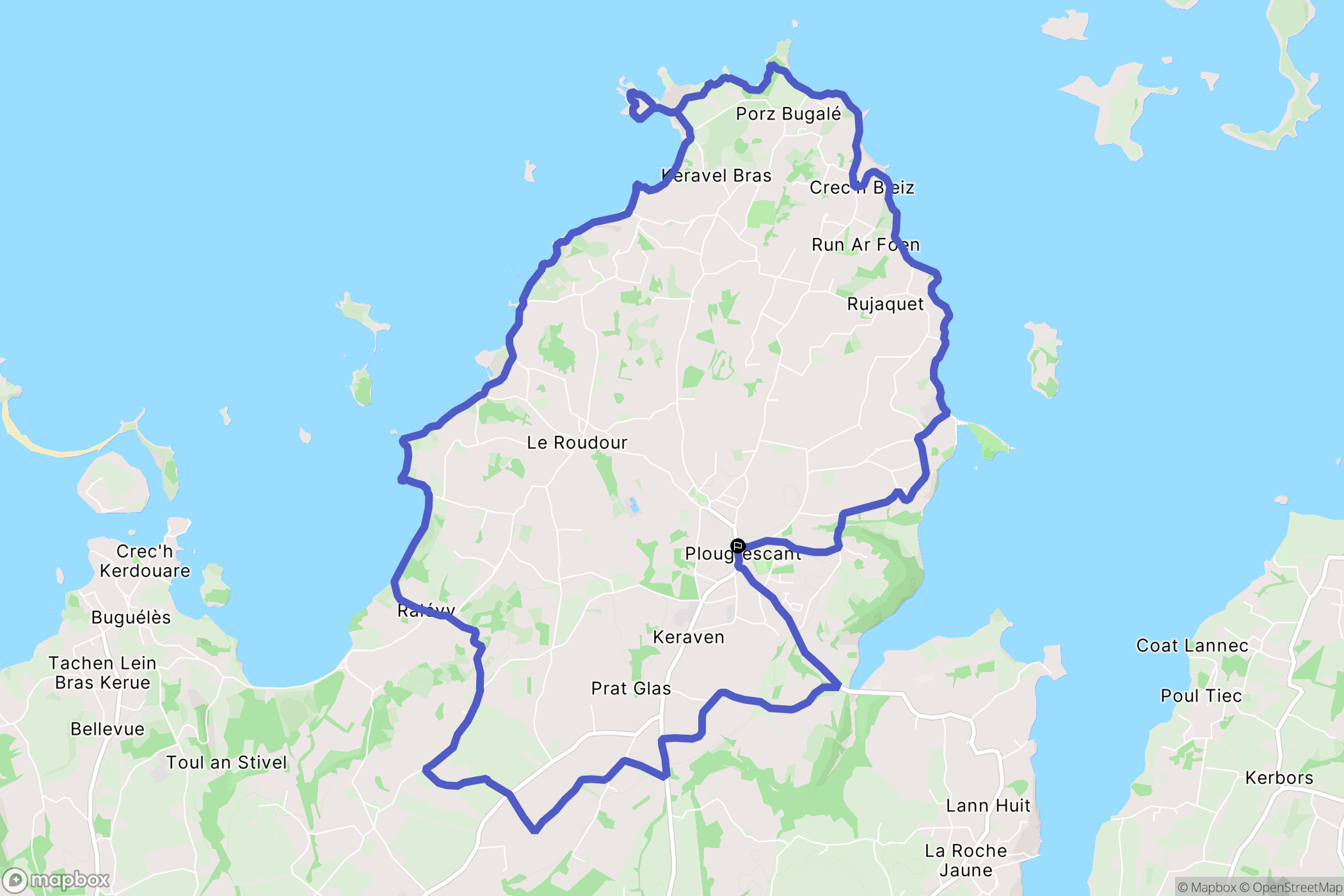 Plougrescant : carte du parcours de randonnée - France