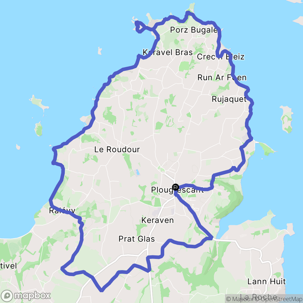 Plougrescant : carte du parcours de randonnée - France