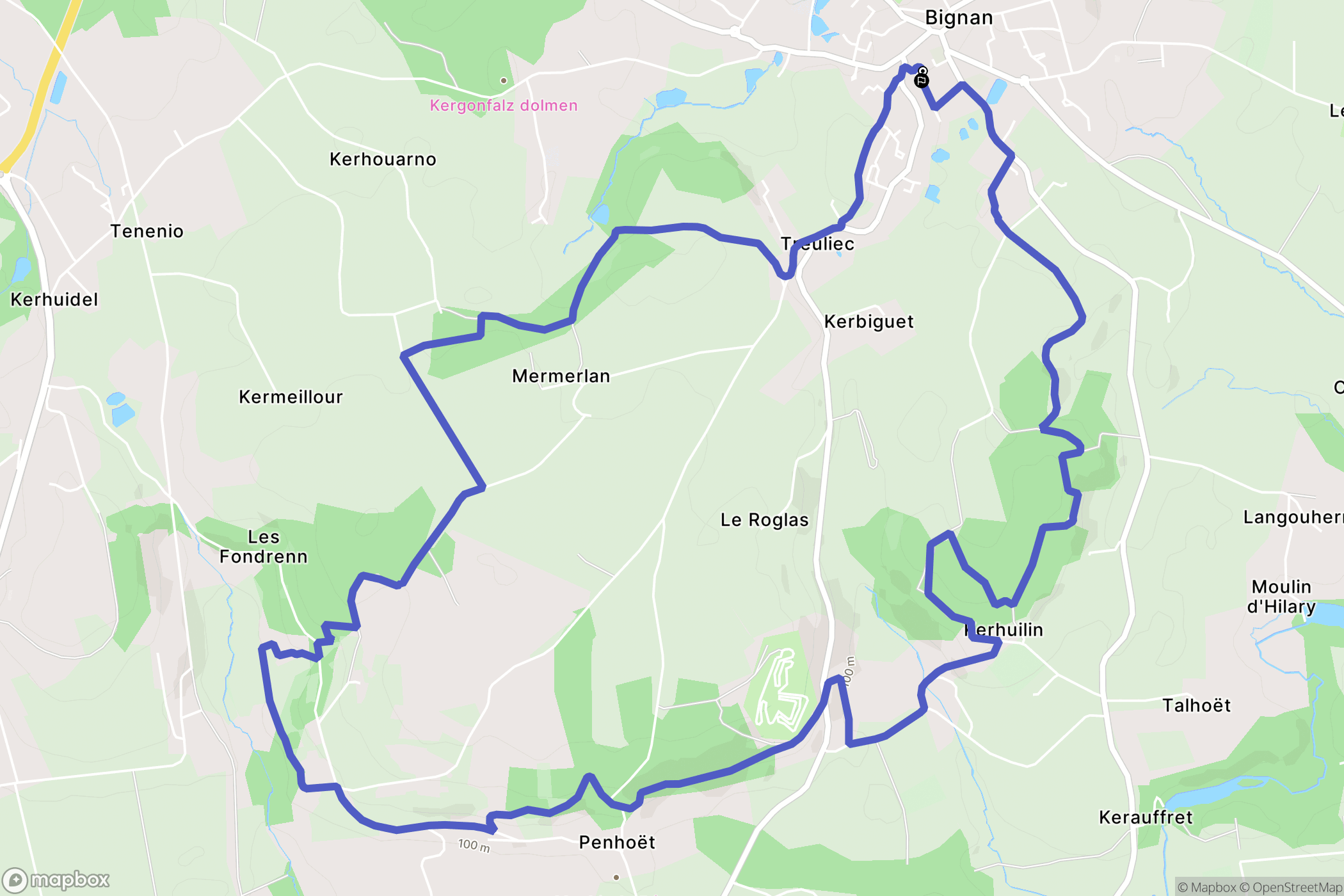 Bignan : carte du parcours de randonnée - France