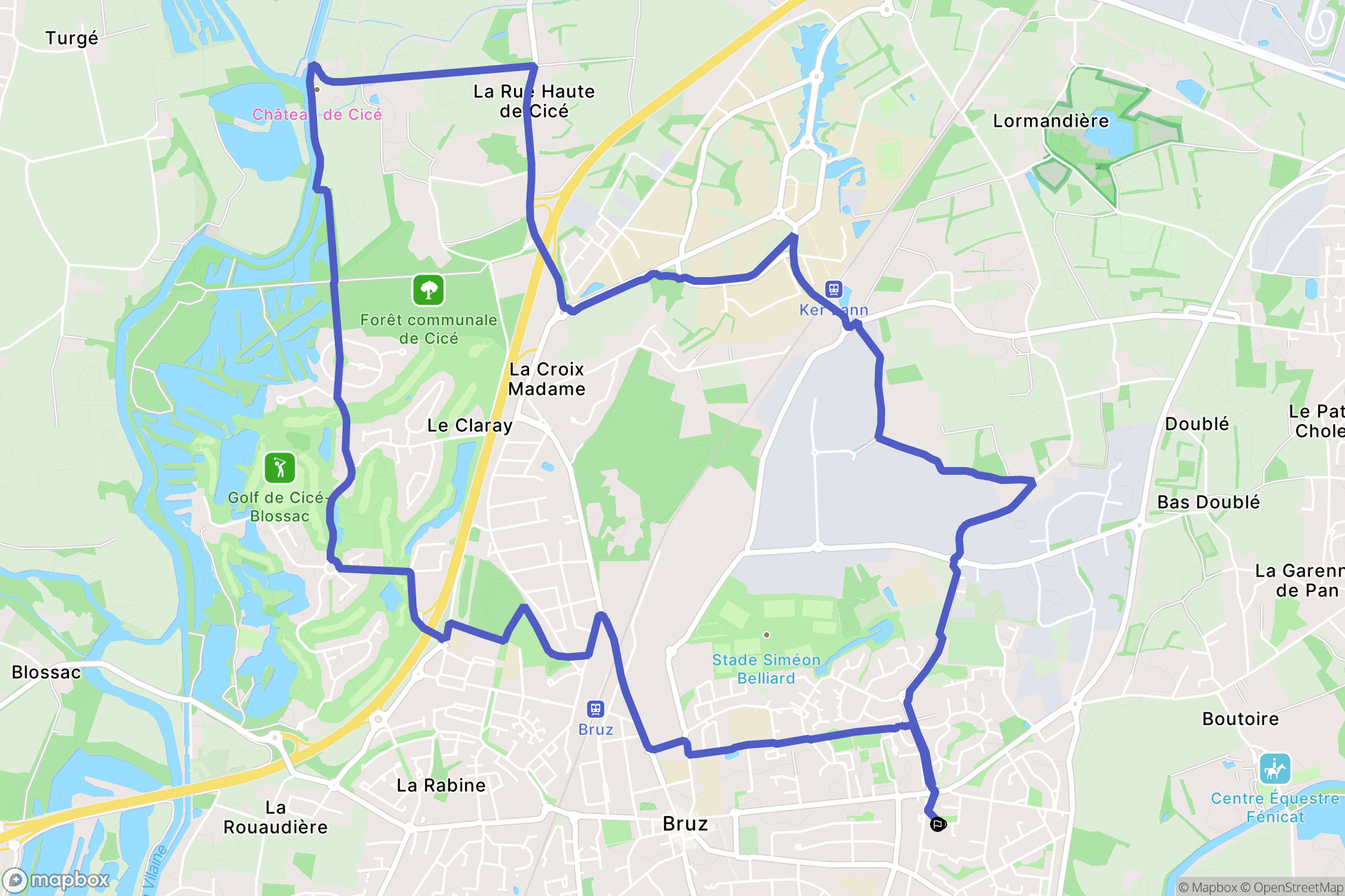 Bruz : carte du parcours de randonnée - France