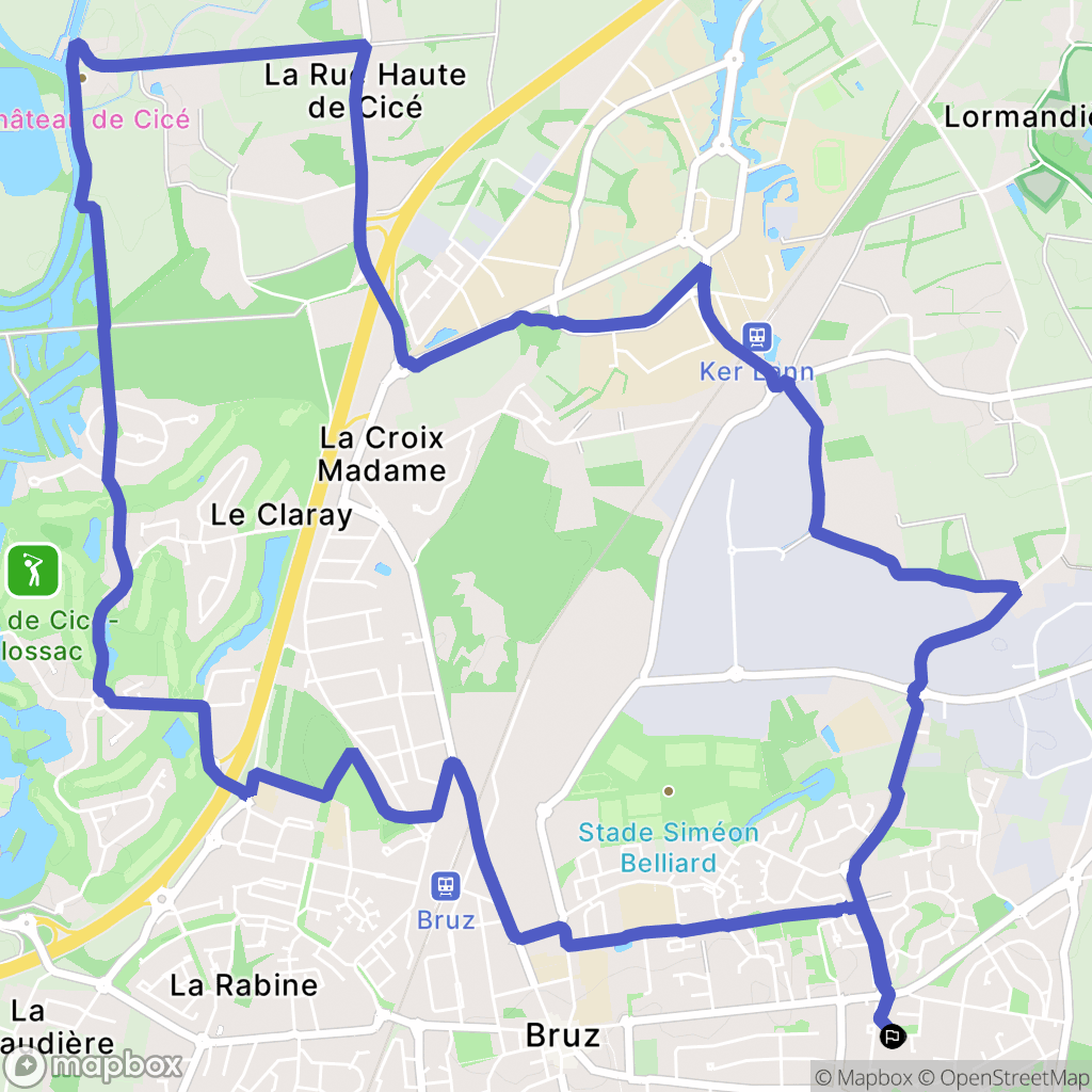 Bruz : carte du parcours de randonnée - France