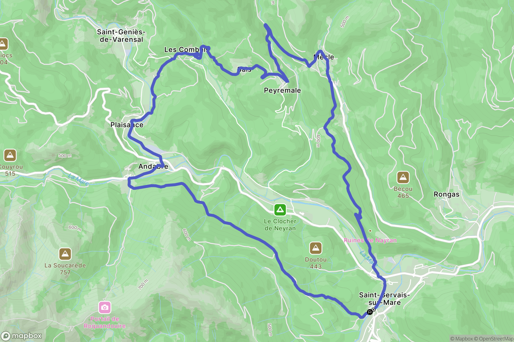 Saint-Gervais-sur-Mare : carte du parcours de randonnée - France