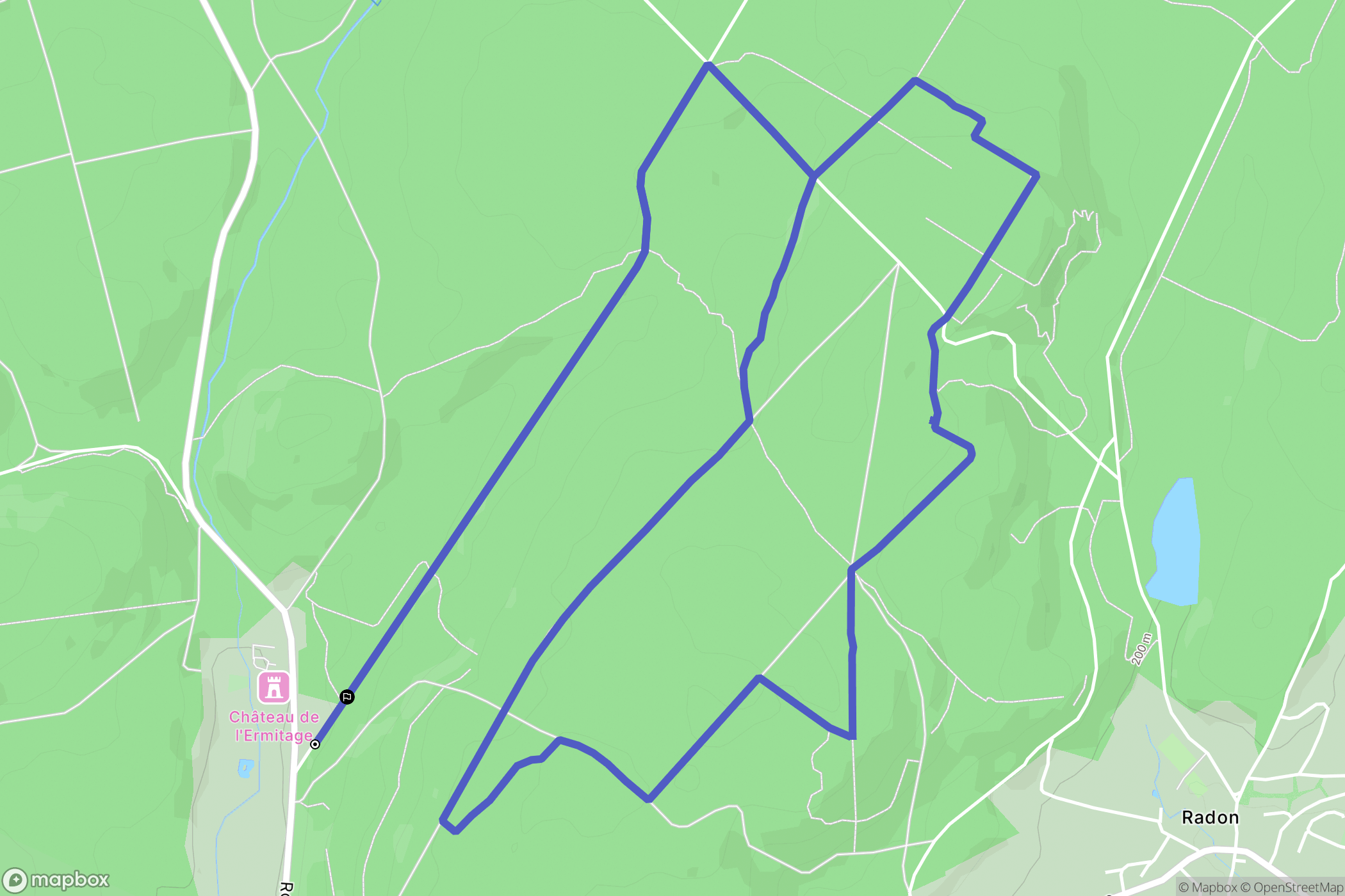 Radon : carte du parcours de randonnée - France