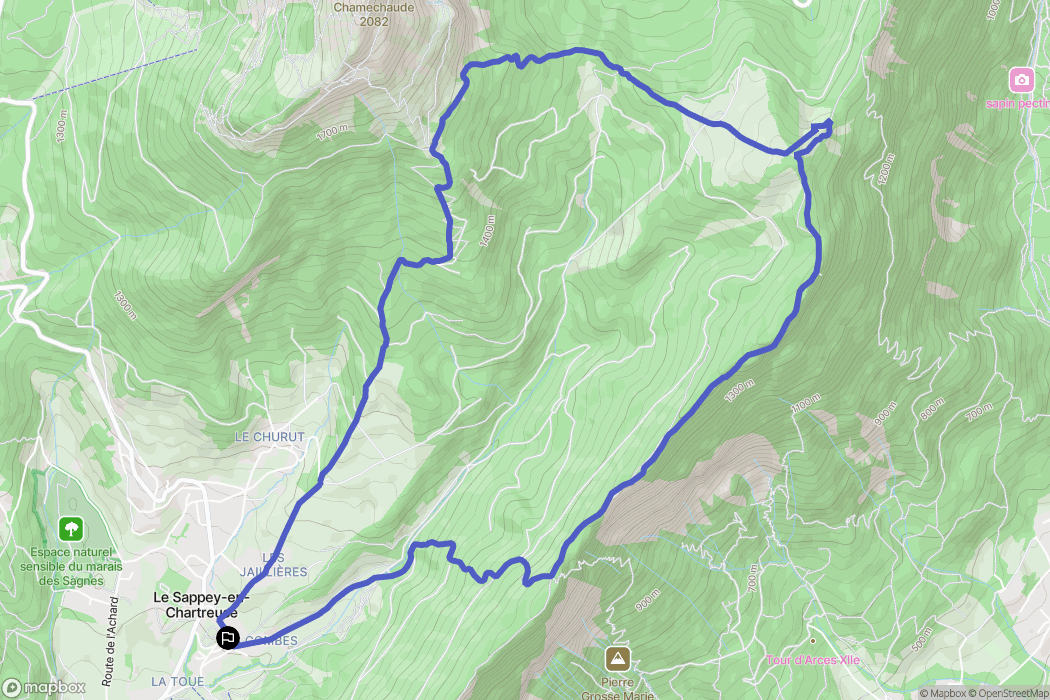 Le Sappey-en-Chartreuse : carte du parcours de randonnée - France