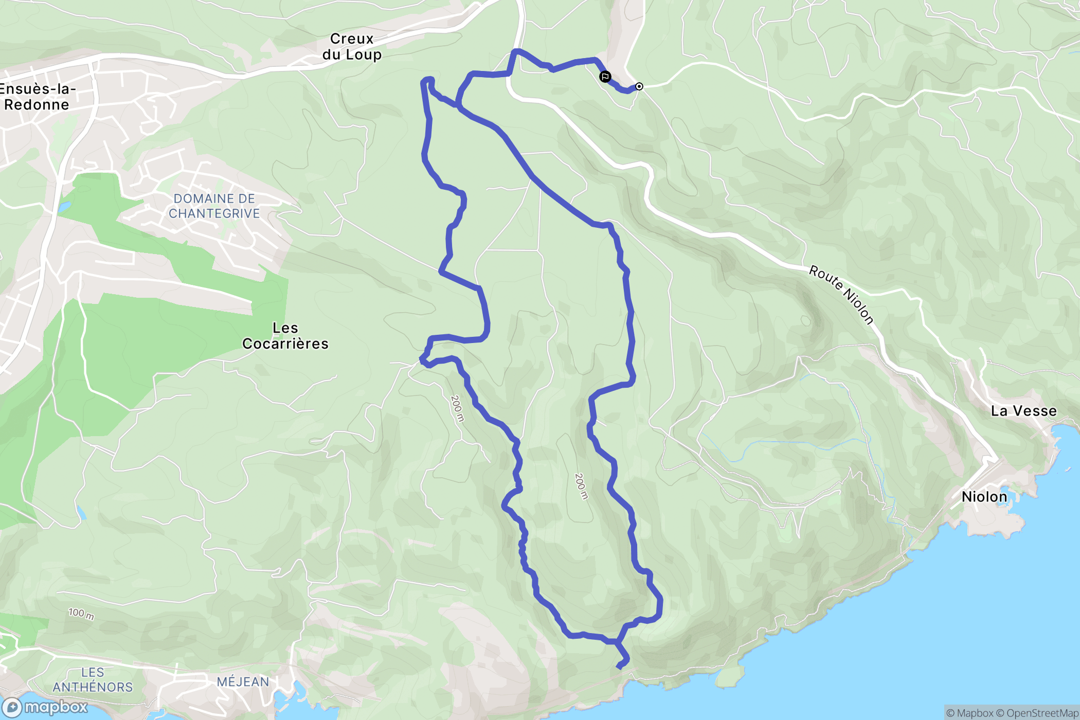 Le Rove : carte du parcours de randonnée - France