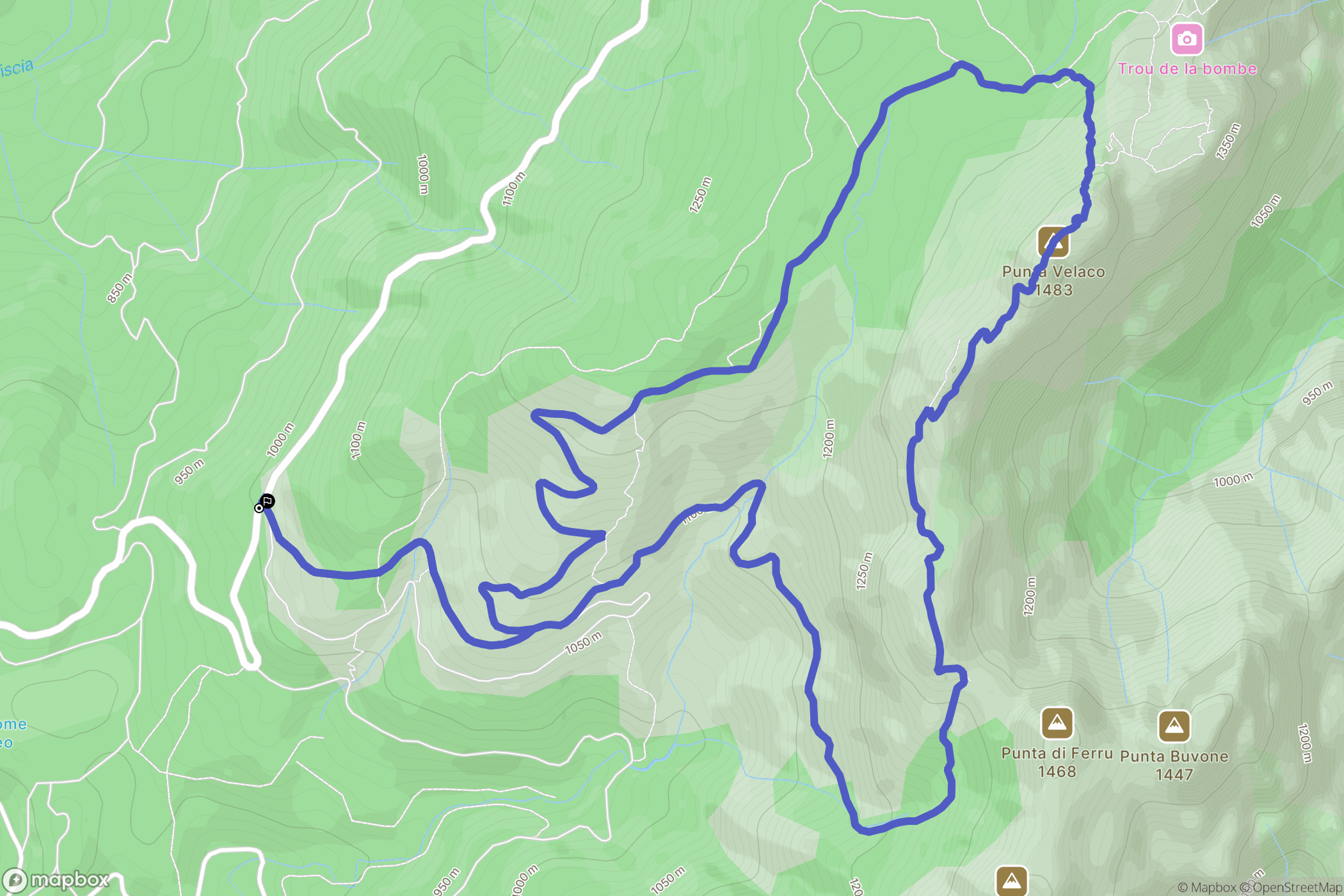 Zonza : carte du parcours de randonnée - France