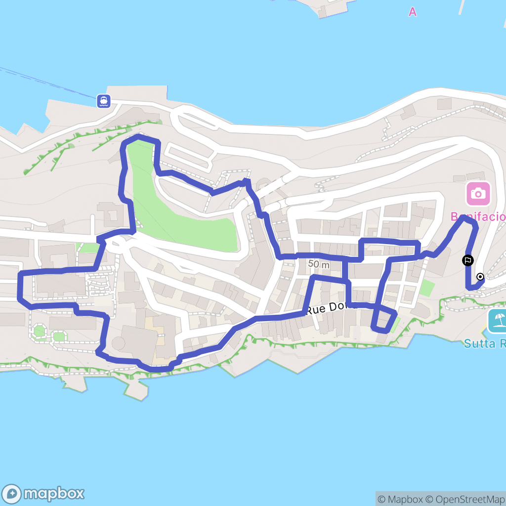 Bonifacio : carte du parcours de randonnée - France