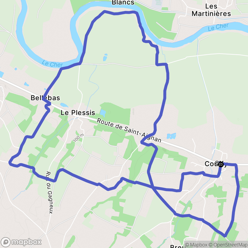Couffy : carte du parcours de randonnée - France