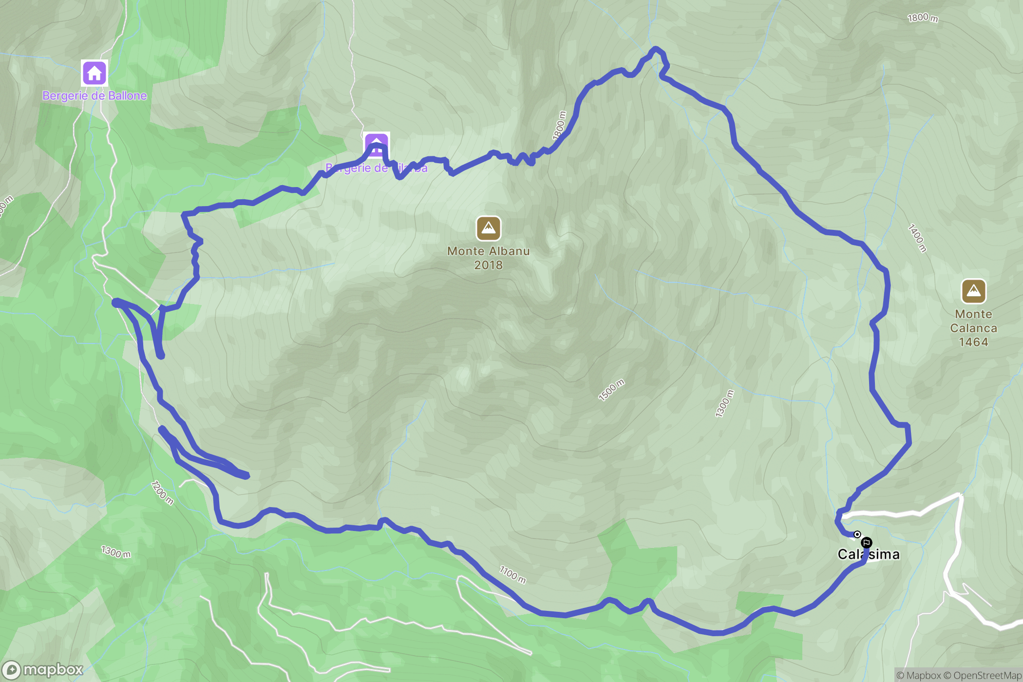 Albertacce : carte du parcours de randonnée - France