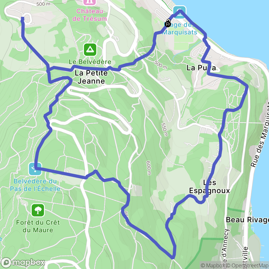 Annecy : carte du parcours de randonnée - France