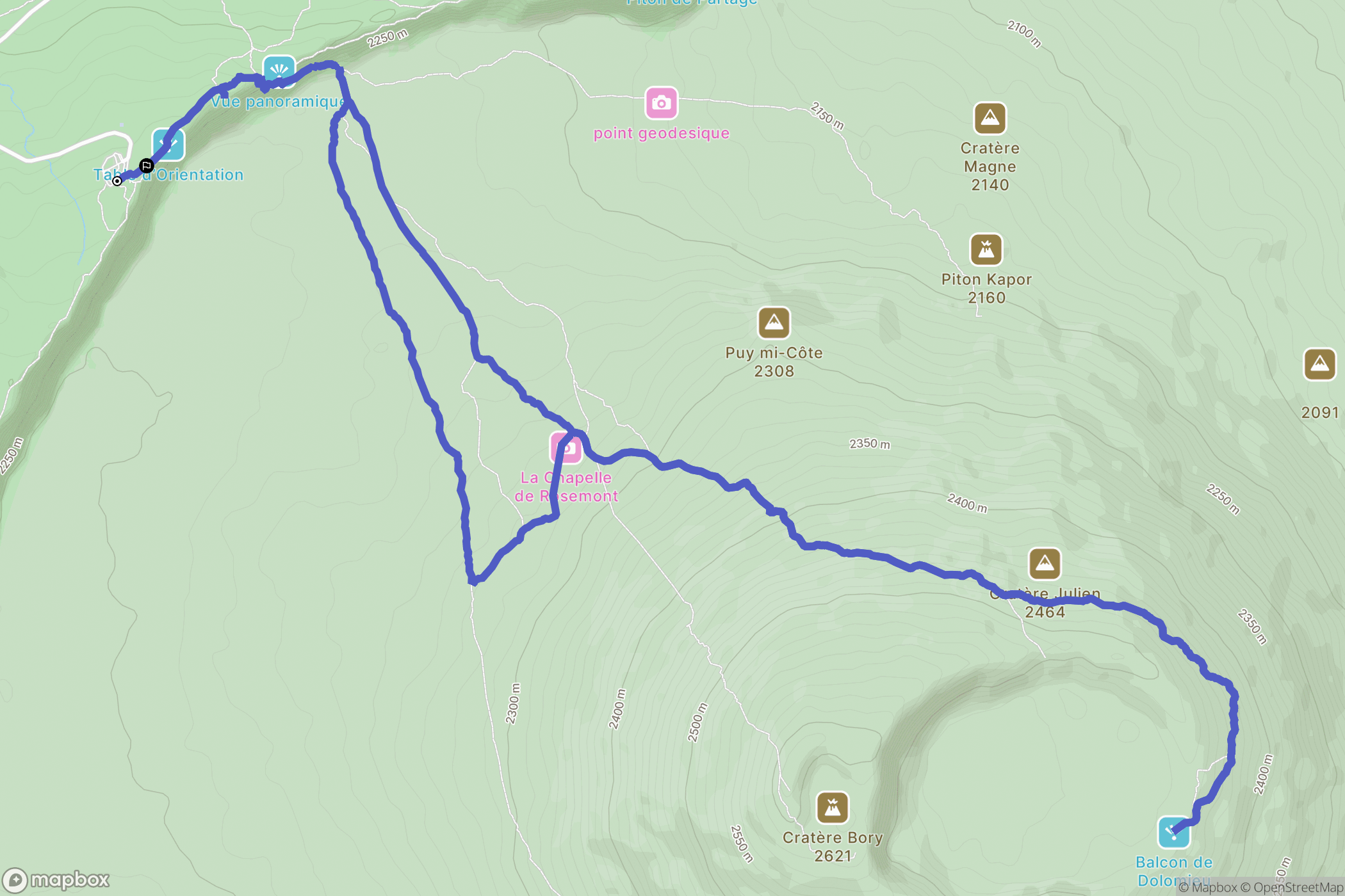Sainte Rose : carte du parcours de randonnée - France