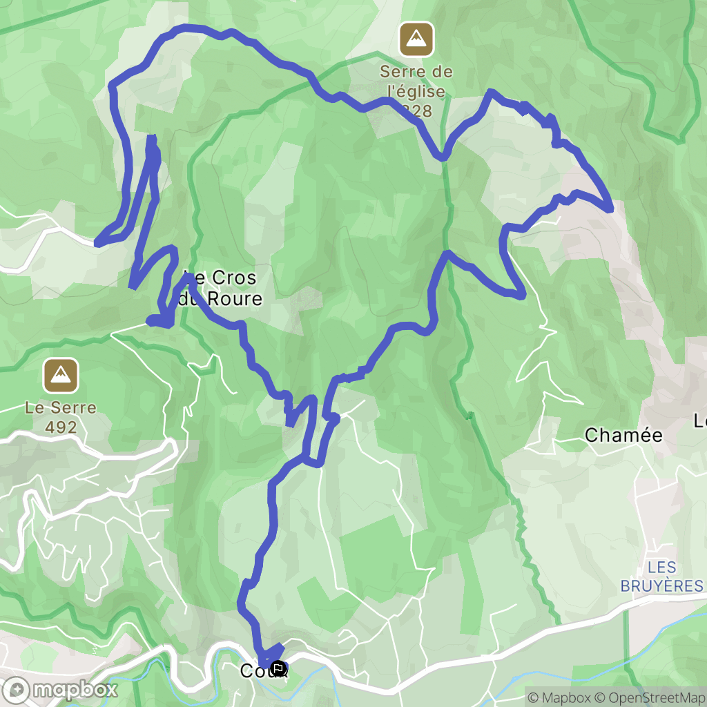 Coux : carte du parcours de randonnée - France