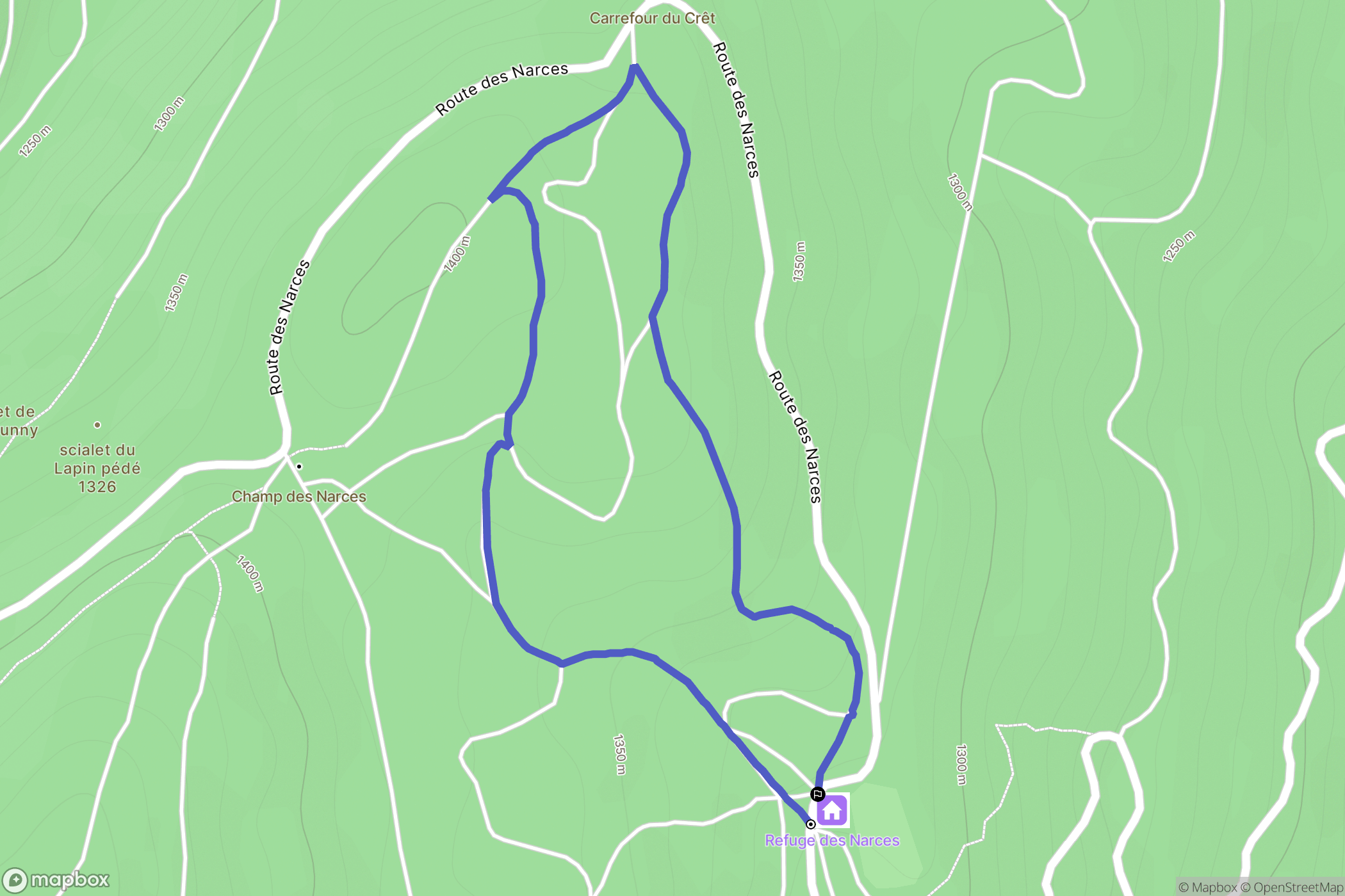 Méaudre : carte du parcours de randonnée - France