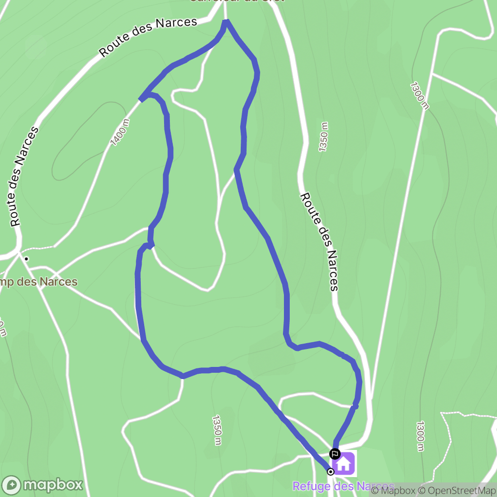 Méaudre : carte du parcours de randonnée - France