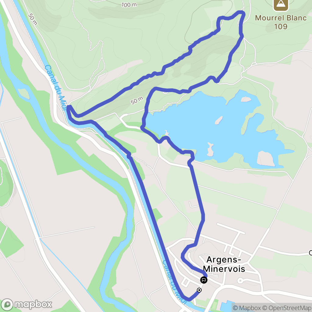 Argens-Minervois : carte du parcours de randonnée - France