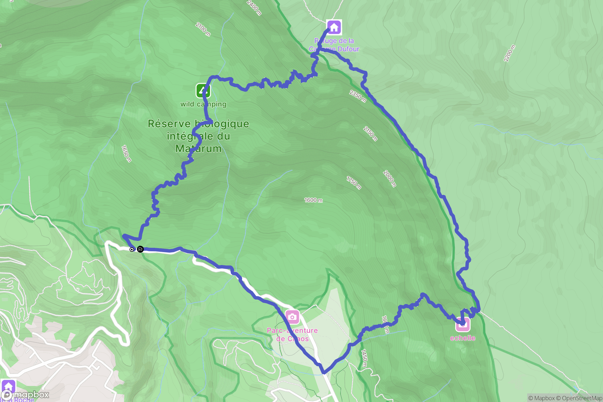 Cilaos : carte du parcours de randonnée - France