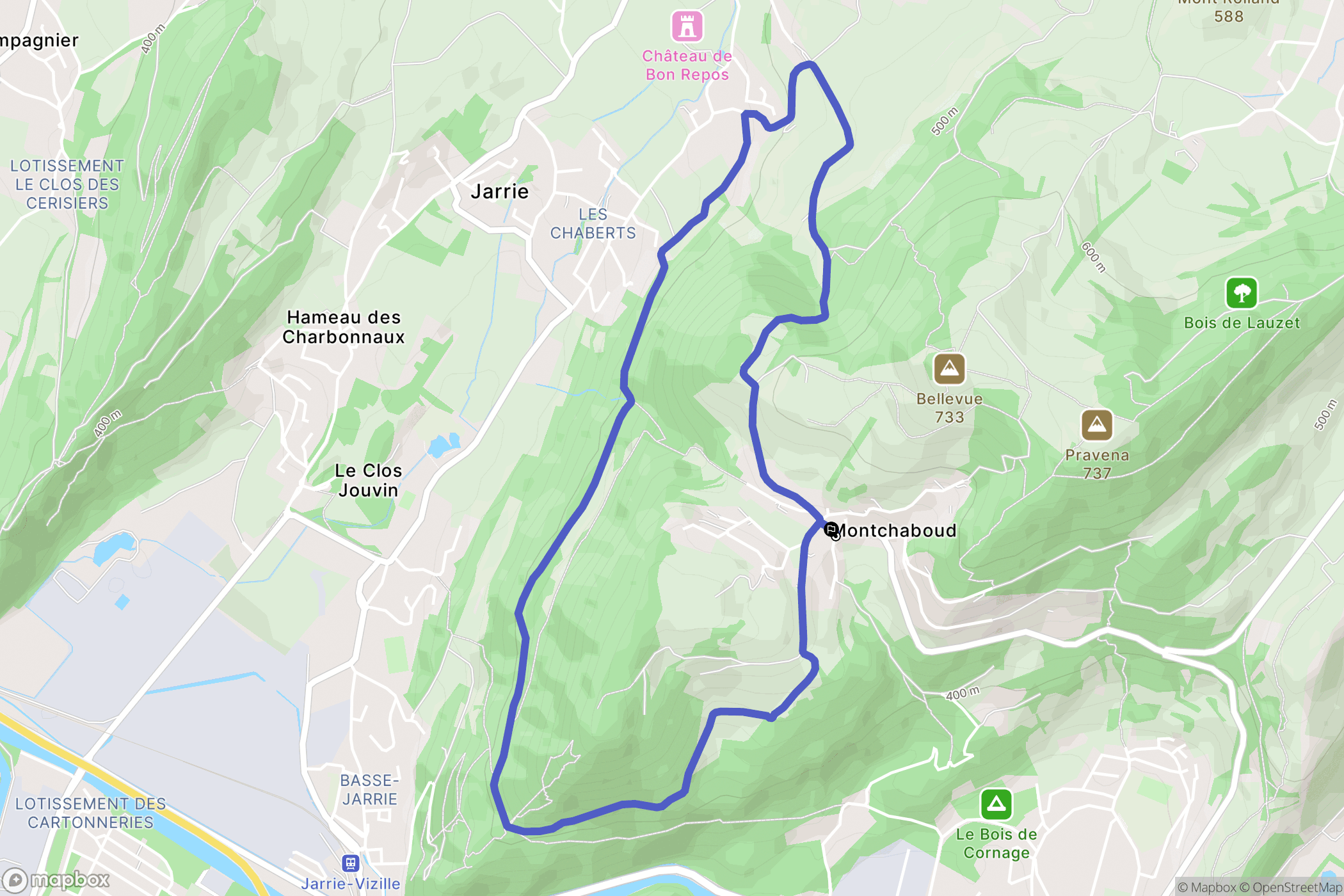 Montchaboud : carte du parcours de randonnée - France