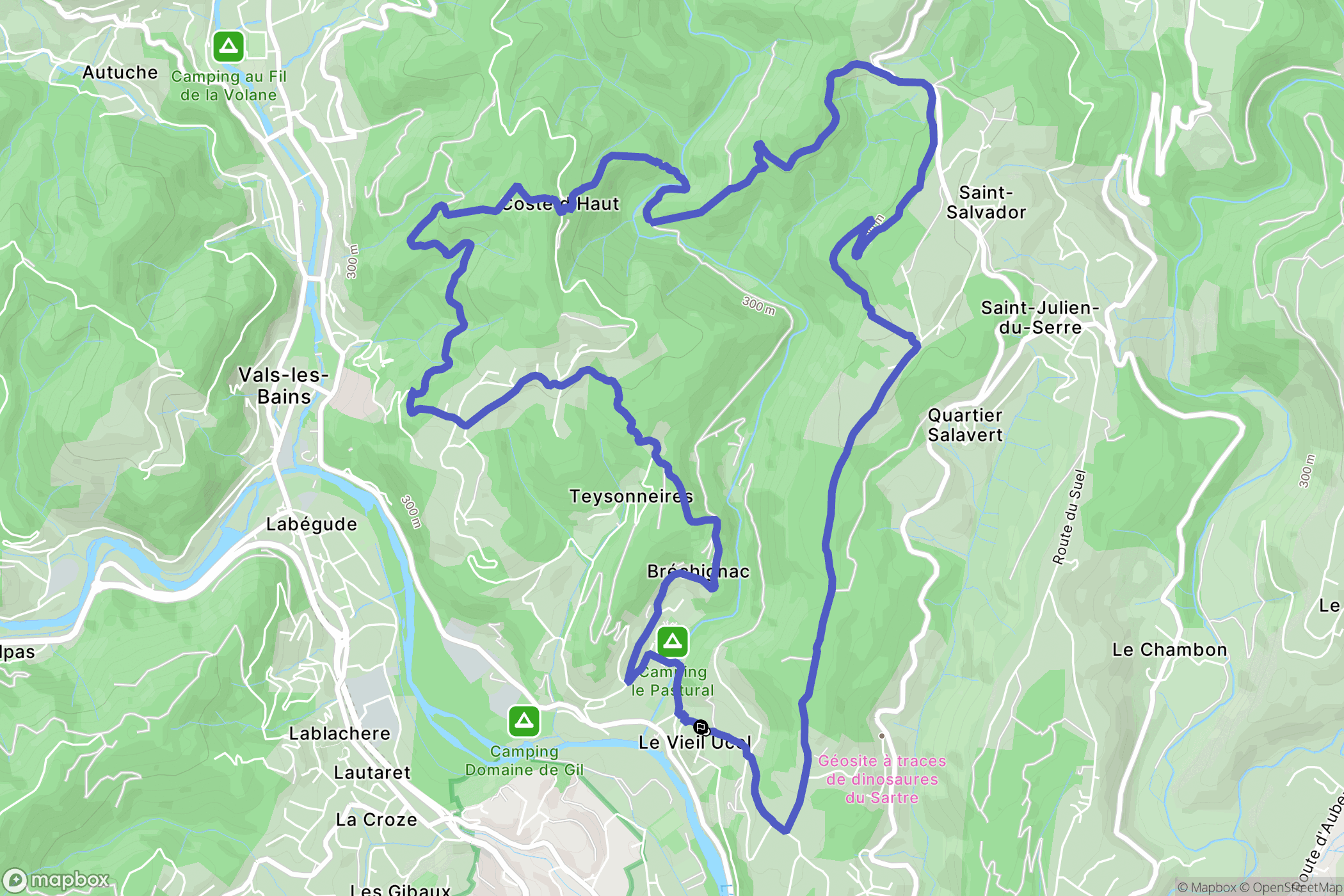 Ucel : carte du parcours de randonnée - France