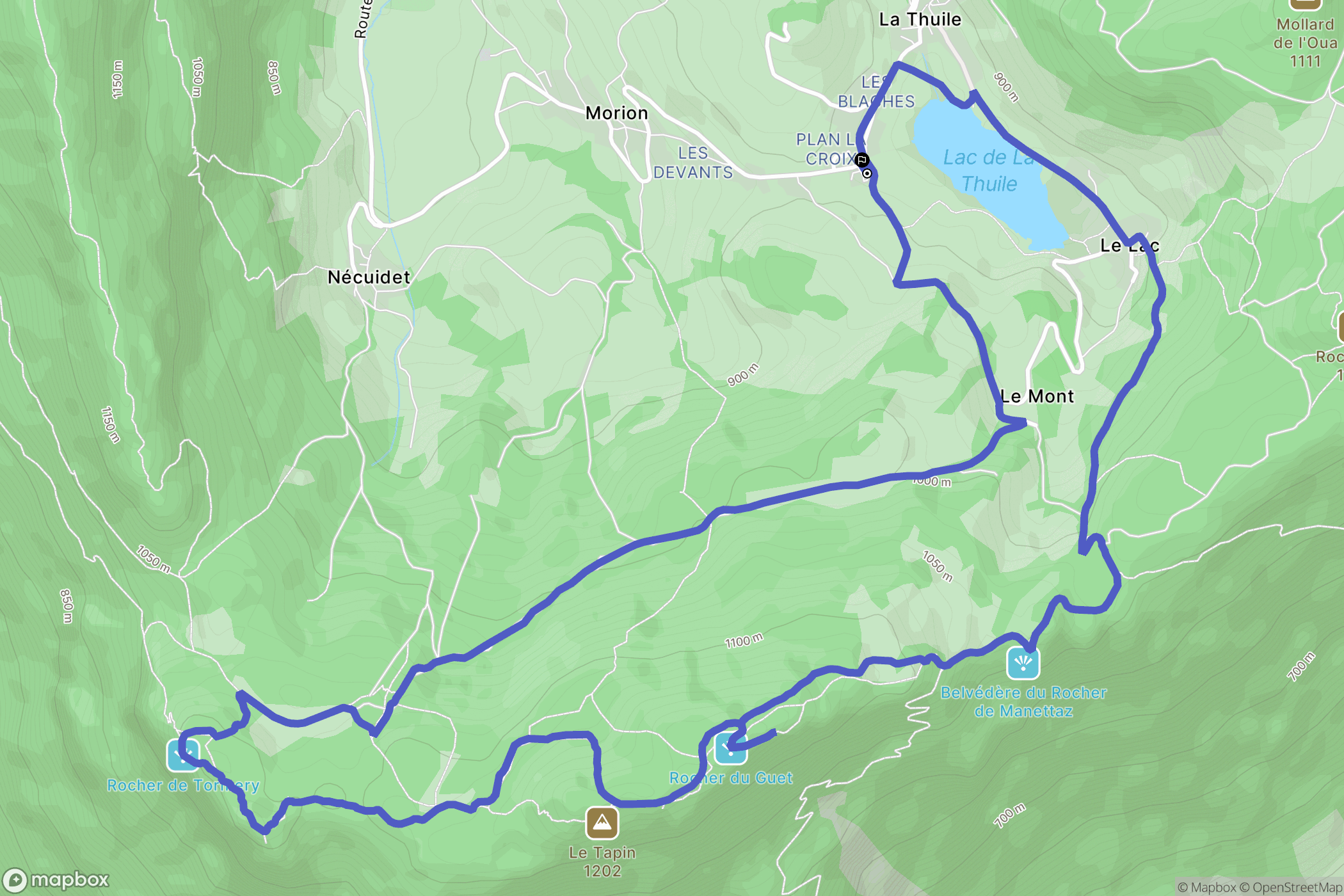 La Thuile : carte du parcours de randonnée - France
