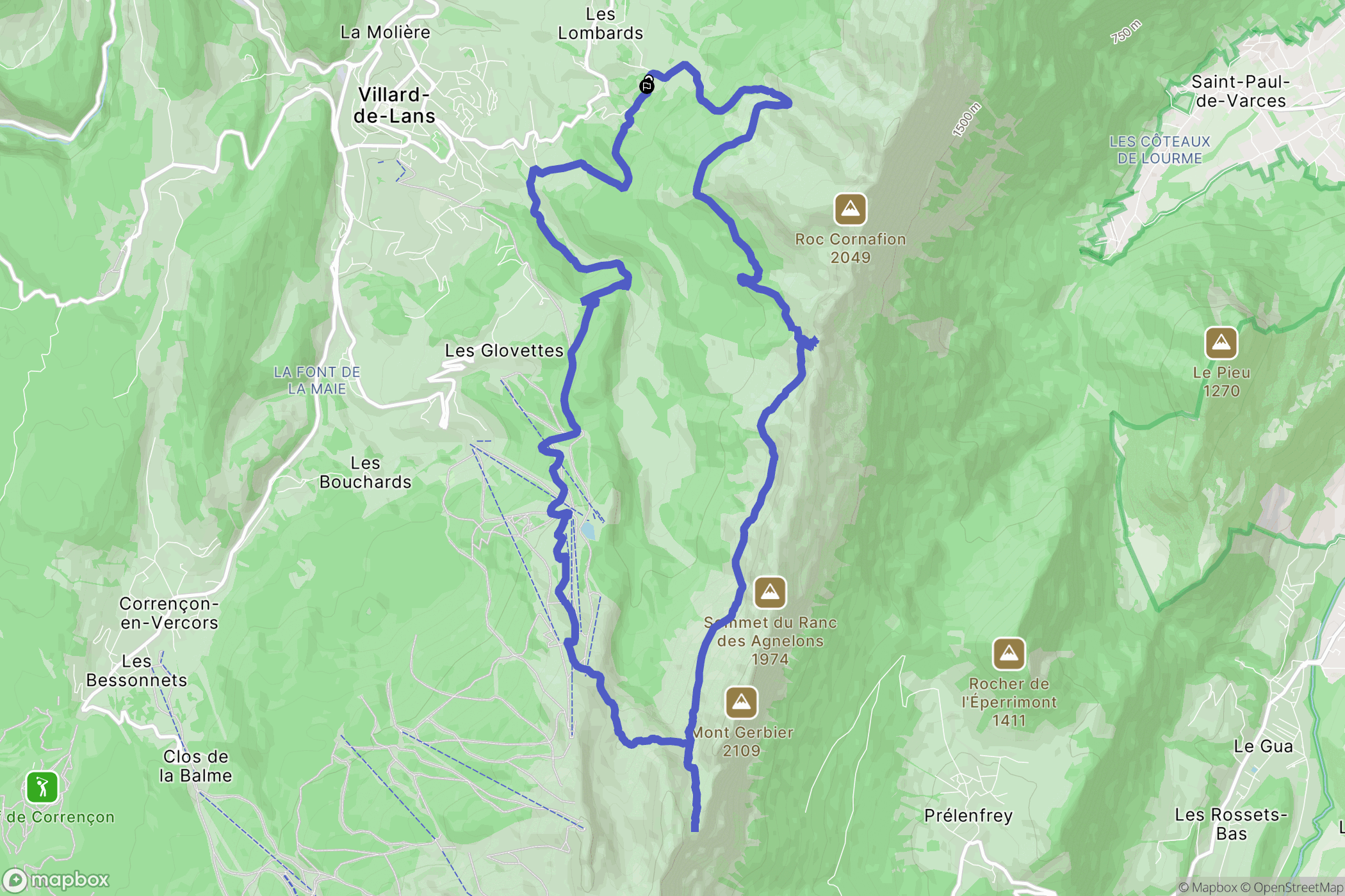 Villard-de-Lans : carte du parcours de randonnée - France