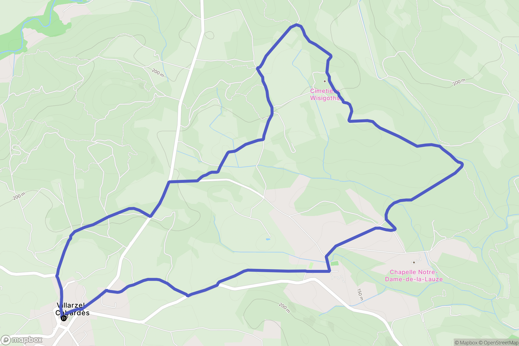 Villarzel-Cabardès : carte du parcours de randonnée - France