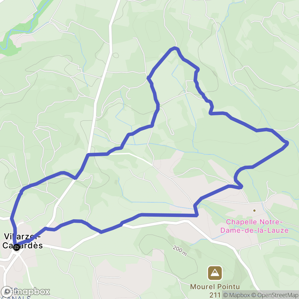 Villarzel-Cabardès : carte du parcours de randonnée - France