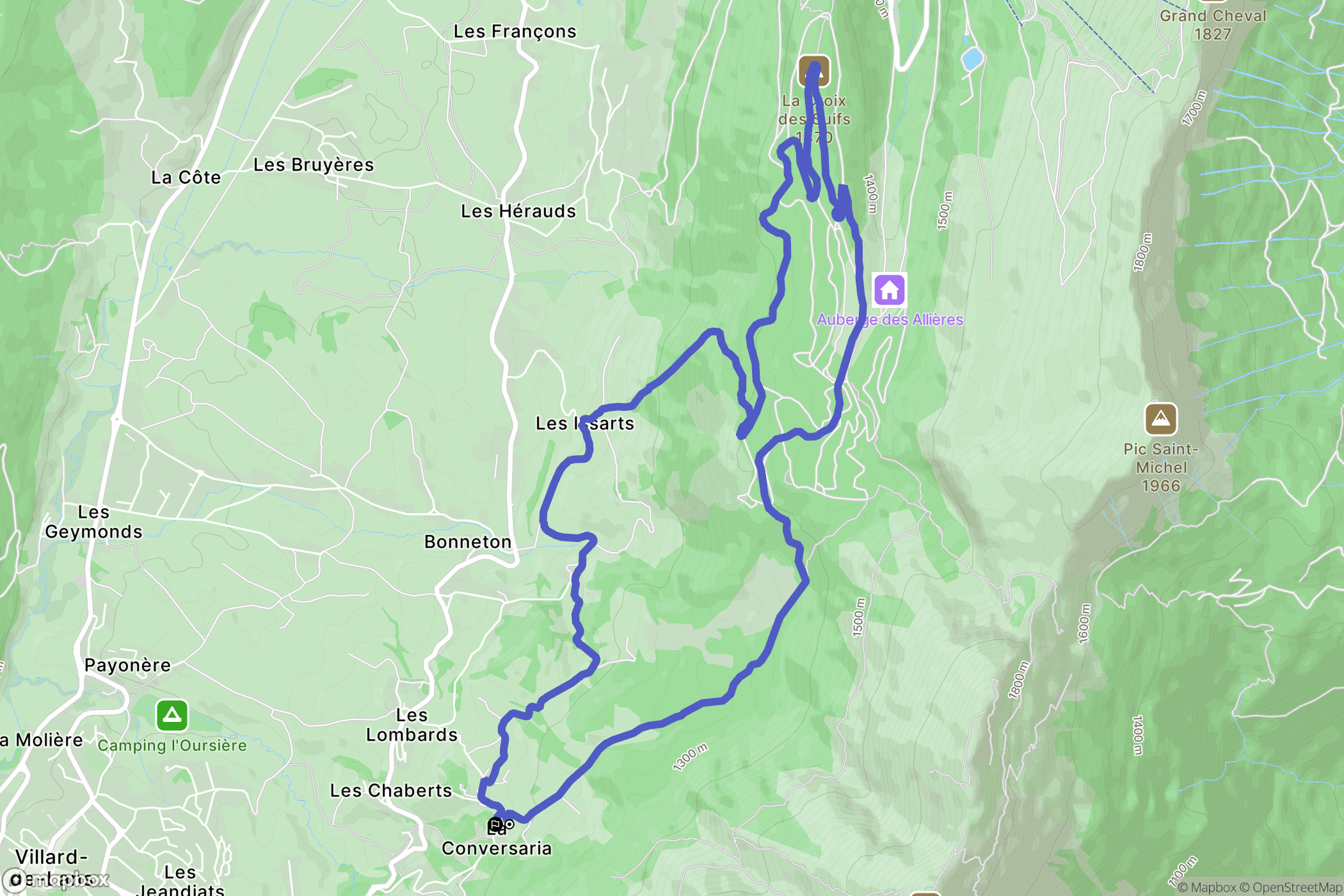 Villard-de-Lans : carte du parcours de randonnée - France