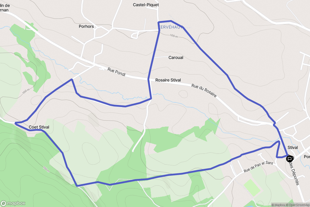 Pontivy : carte du parcours de randonnée - France
