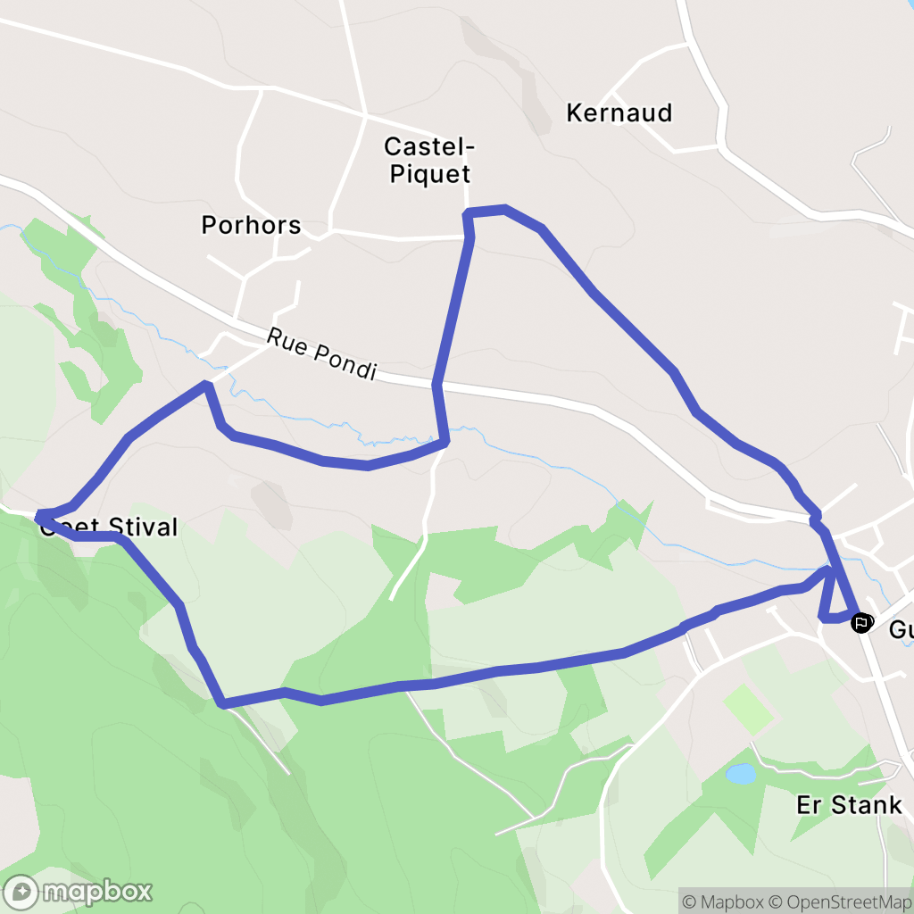 Pontivy : carte du parcours de randonnée - France