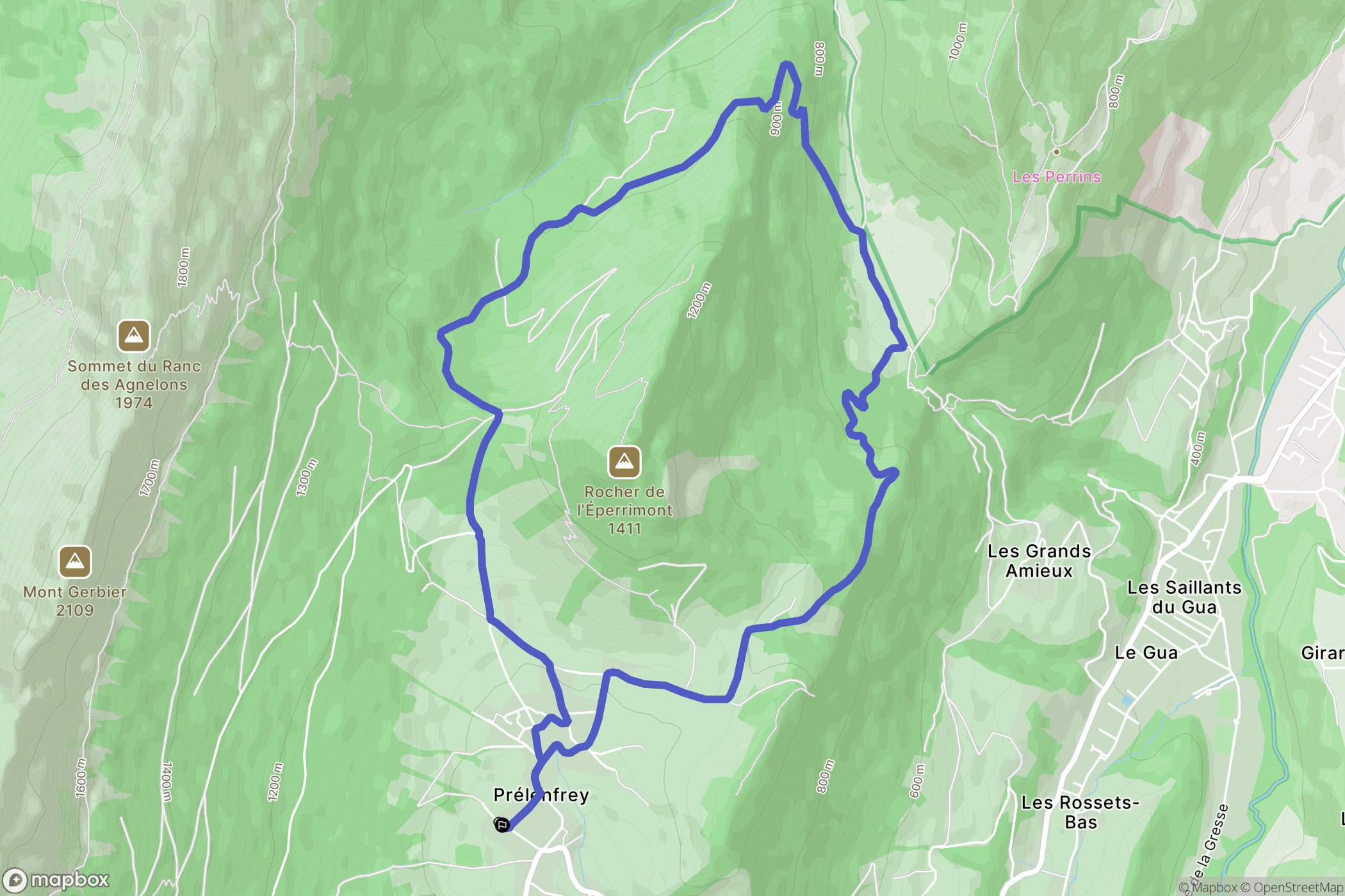 Prélenfrey : carte du parcours de randonnée - France