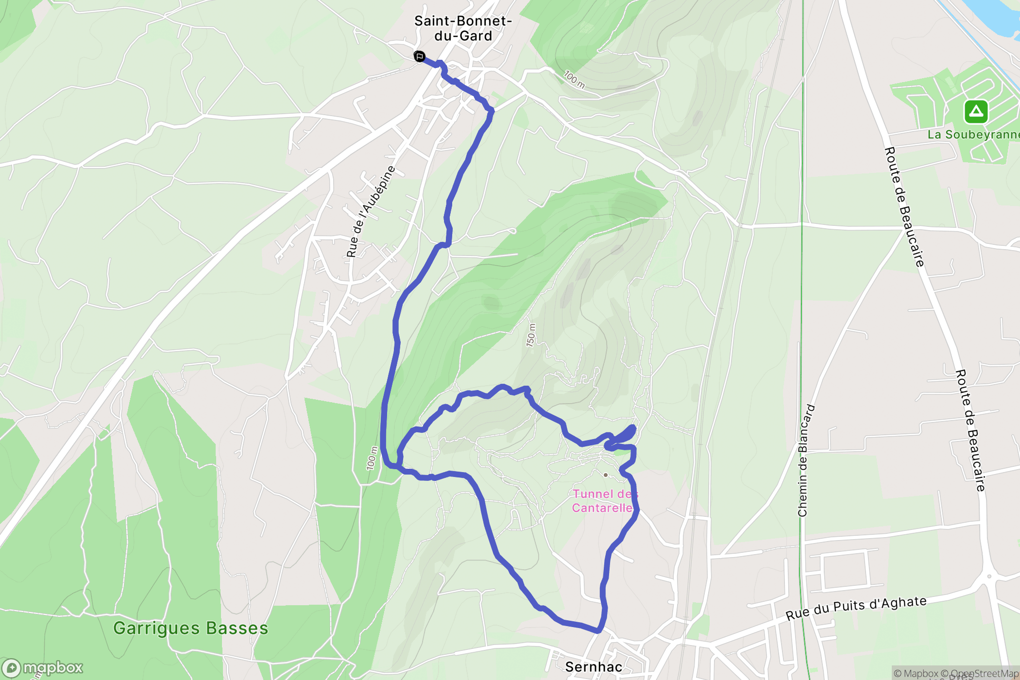 Saint-Bonnet du Gard : carte du parcours de randonnée - France