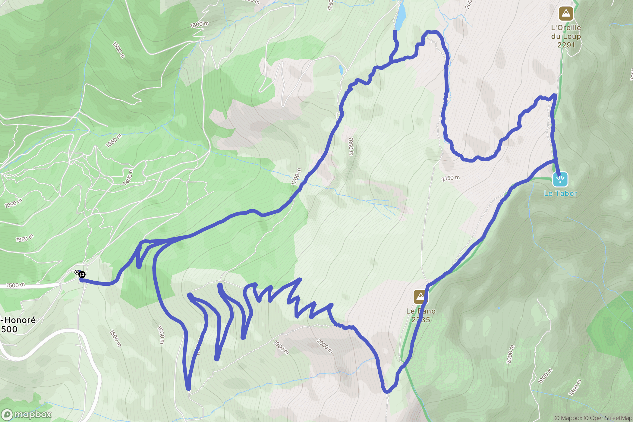 Saint-Honoré : carte du parcours de randonnée - France
