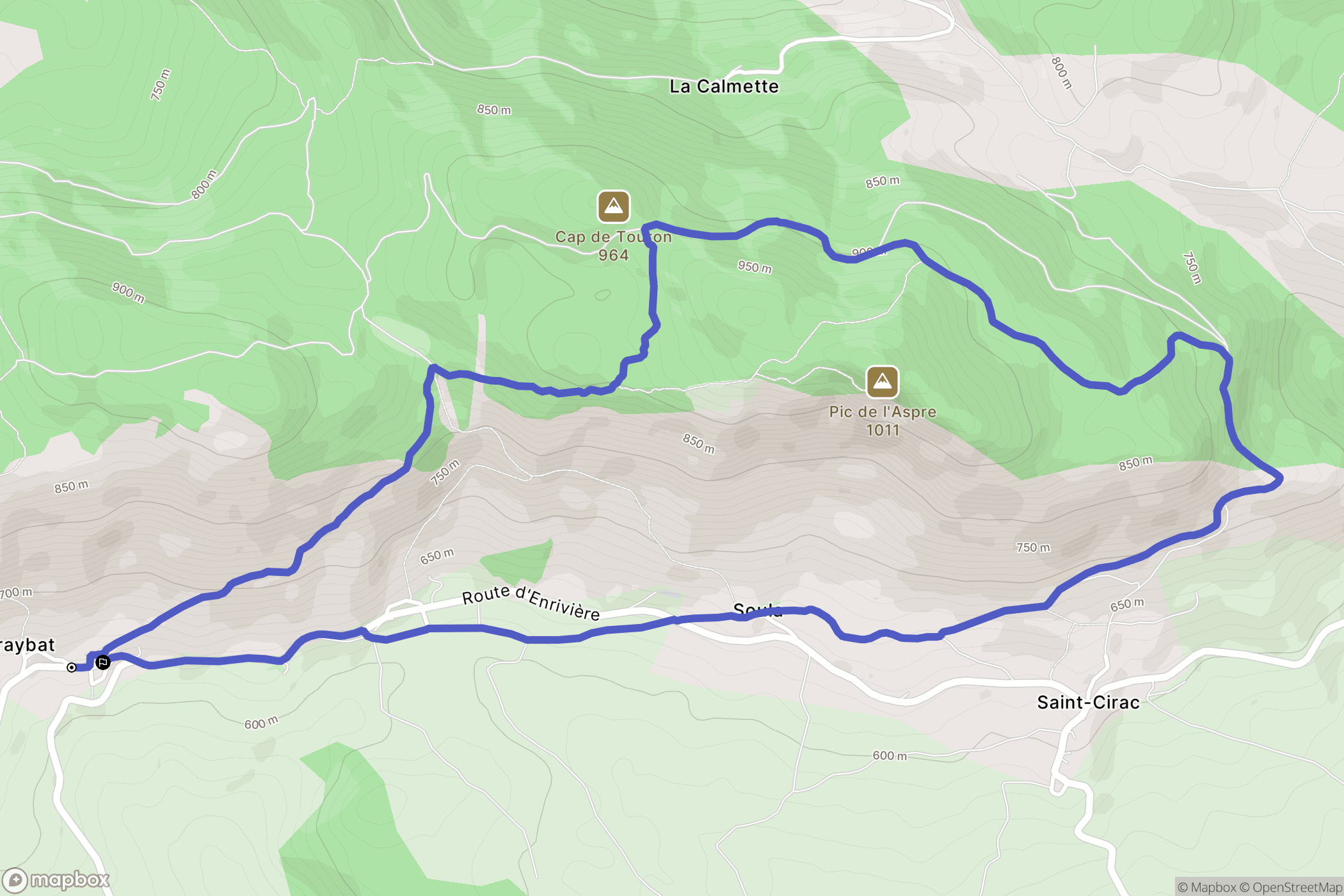 Soula : carte du parcours de randonnée - France