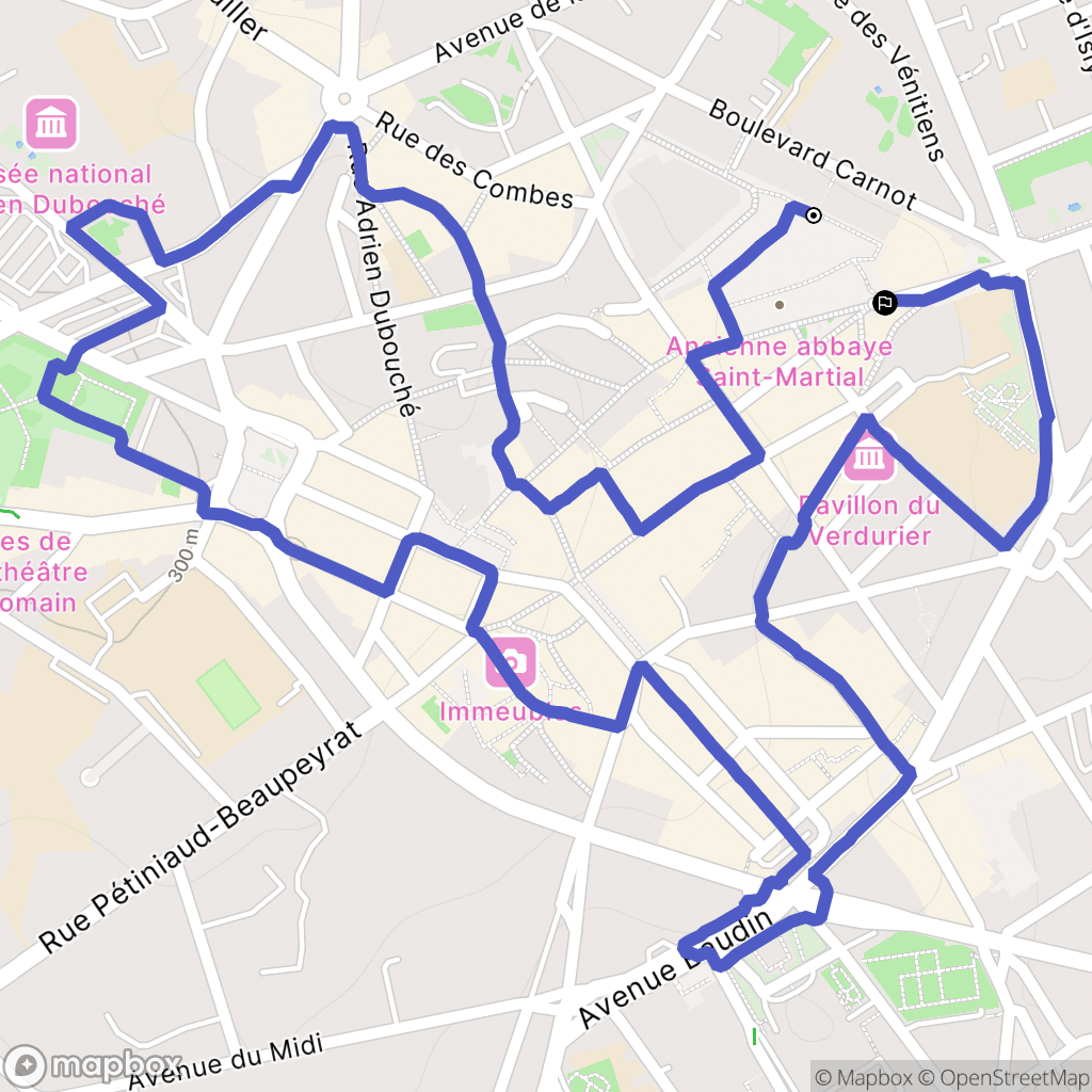 Limoges : carte du parcours de randonnée - France