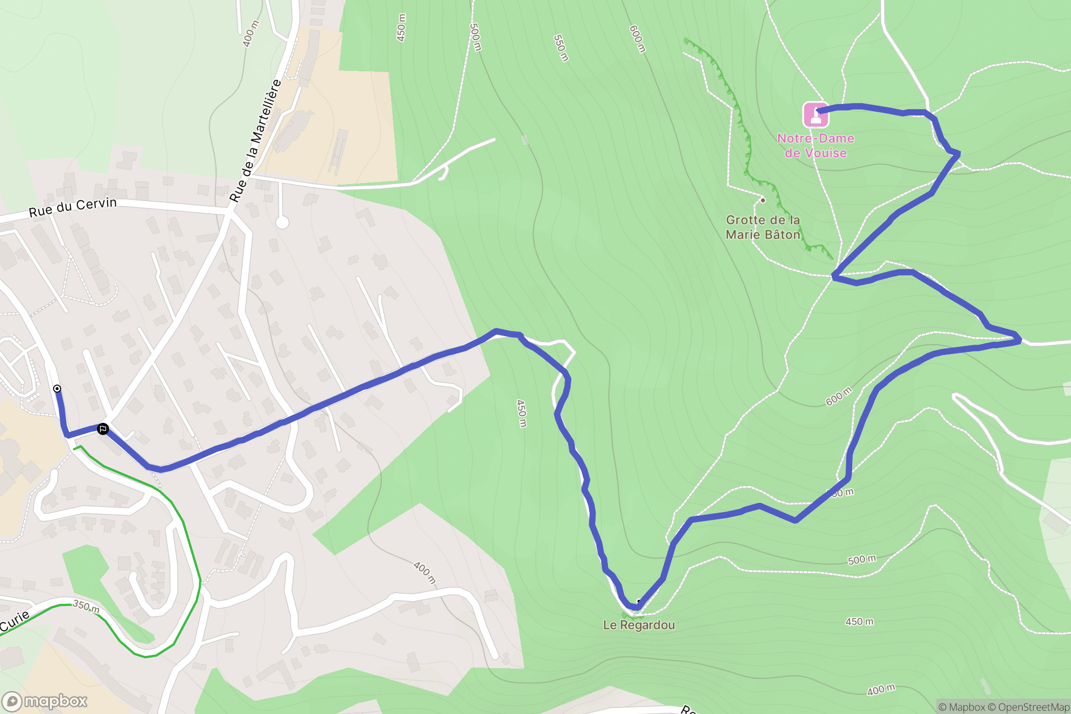 Voiron : carte du parcours de randonnée - France