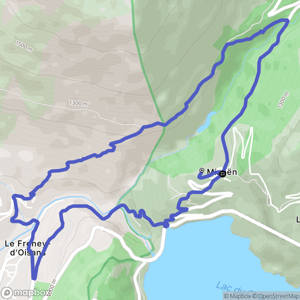Mizoen : carte du parcours de randonnée - France
