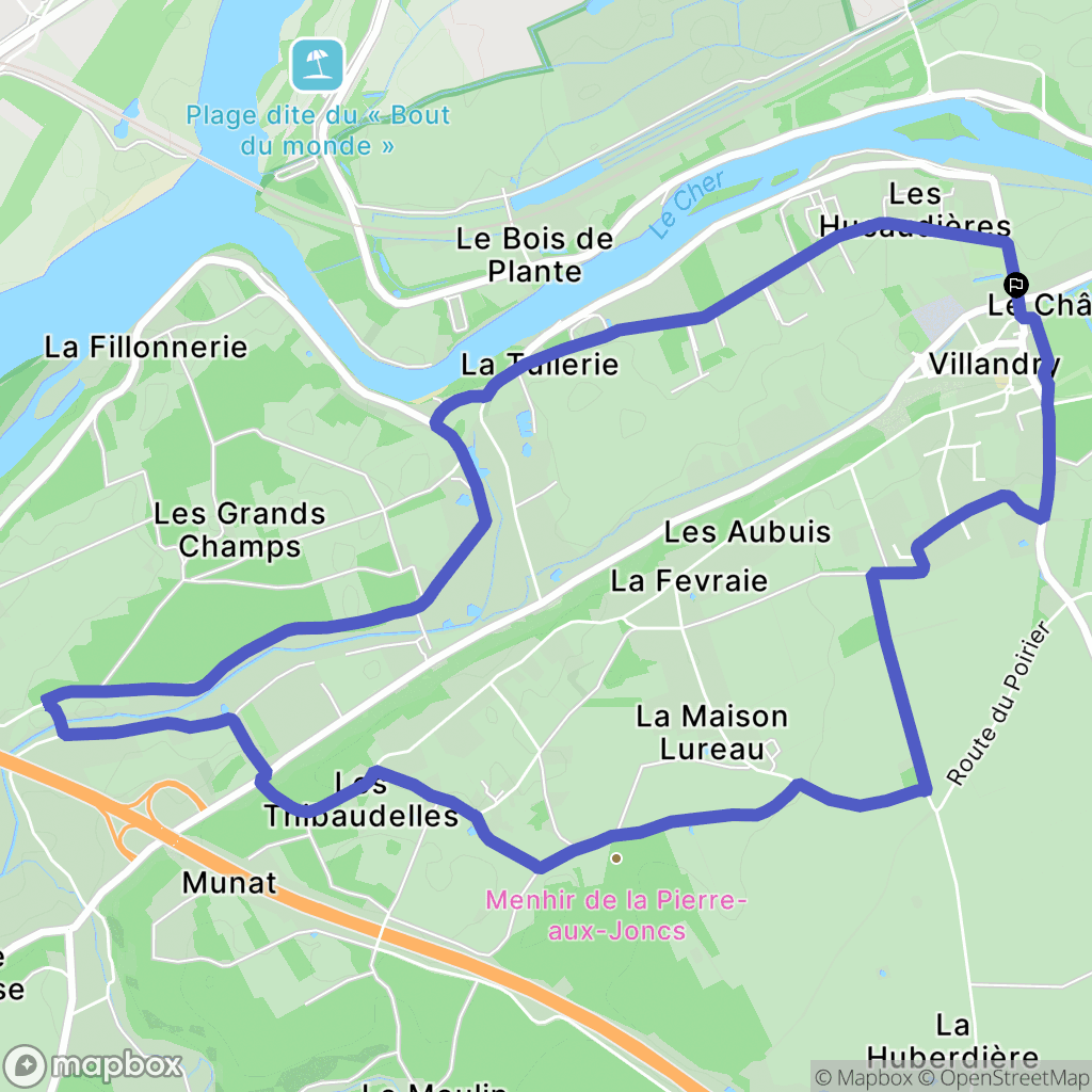 Villandry : carte du parcours de randonnée - France