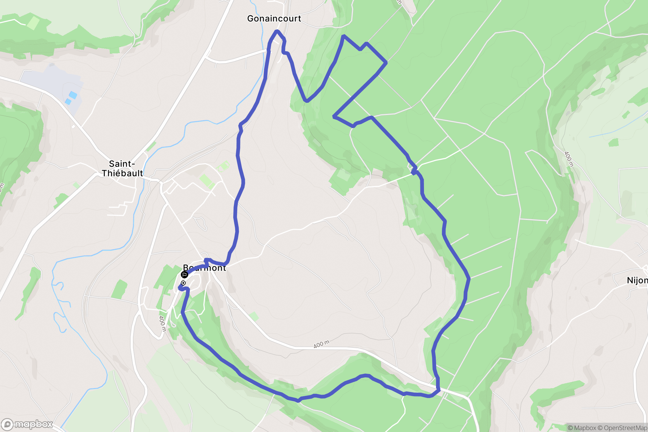 Bourmont-entre-Meuse-et-Mouzon : carte du parcours de randonnée - France
