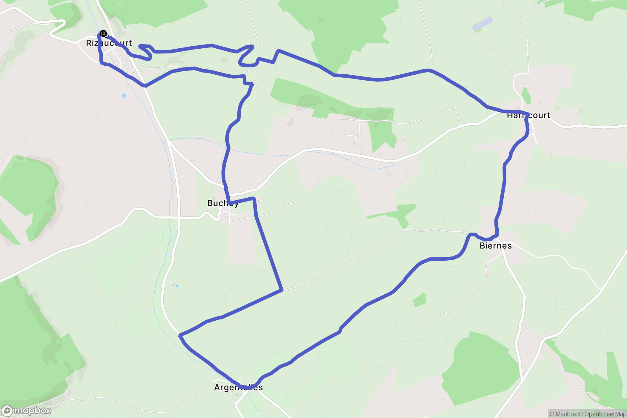 Rizaucourt-Buchey : carte du parcours de randonnée - France