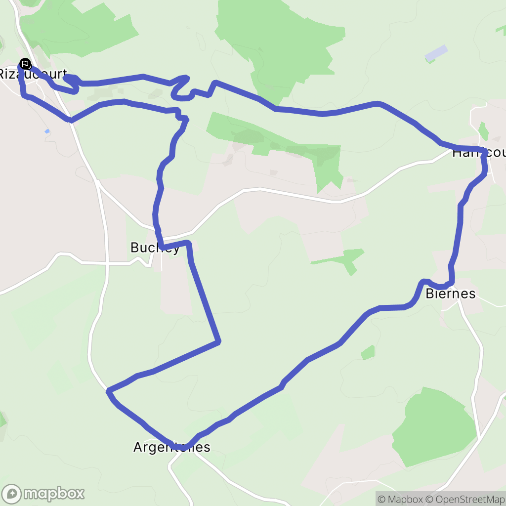 Rizaucourt-Buchey : carte du parcours de randonnée - France