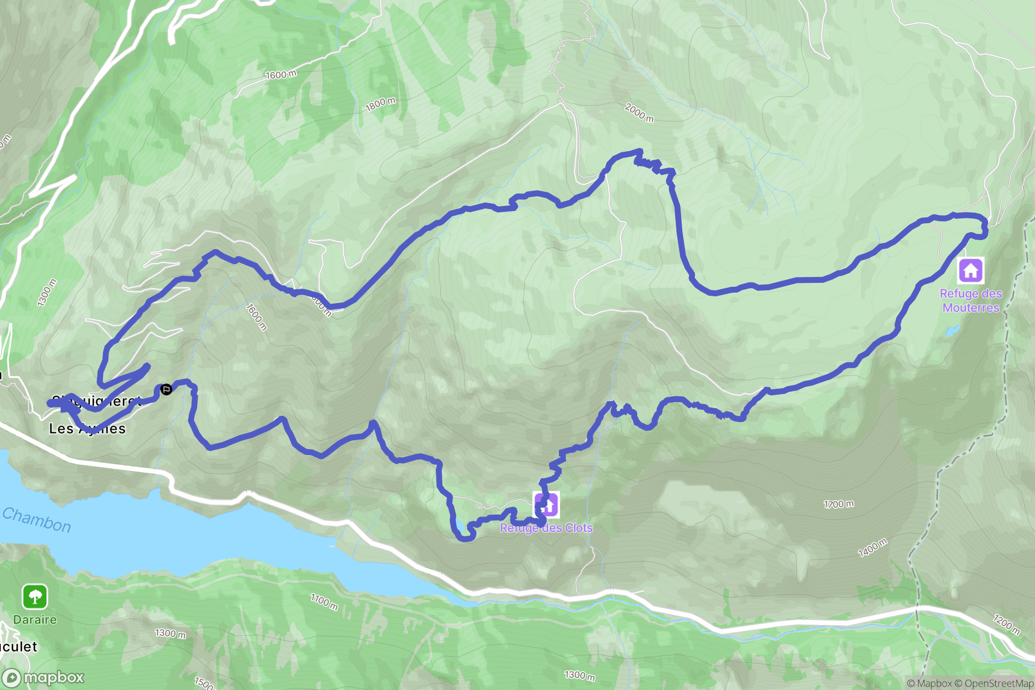 Mizoen : carte du parcours de randonnée - France