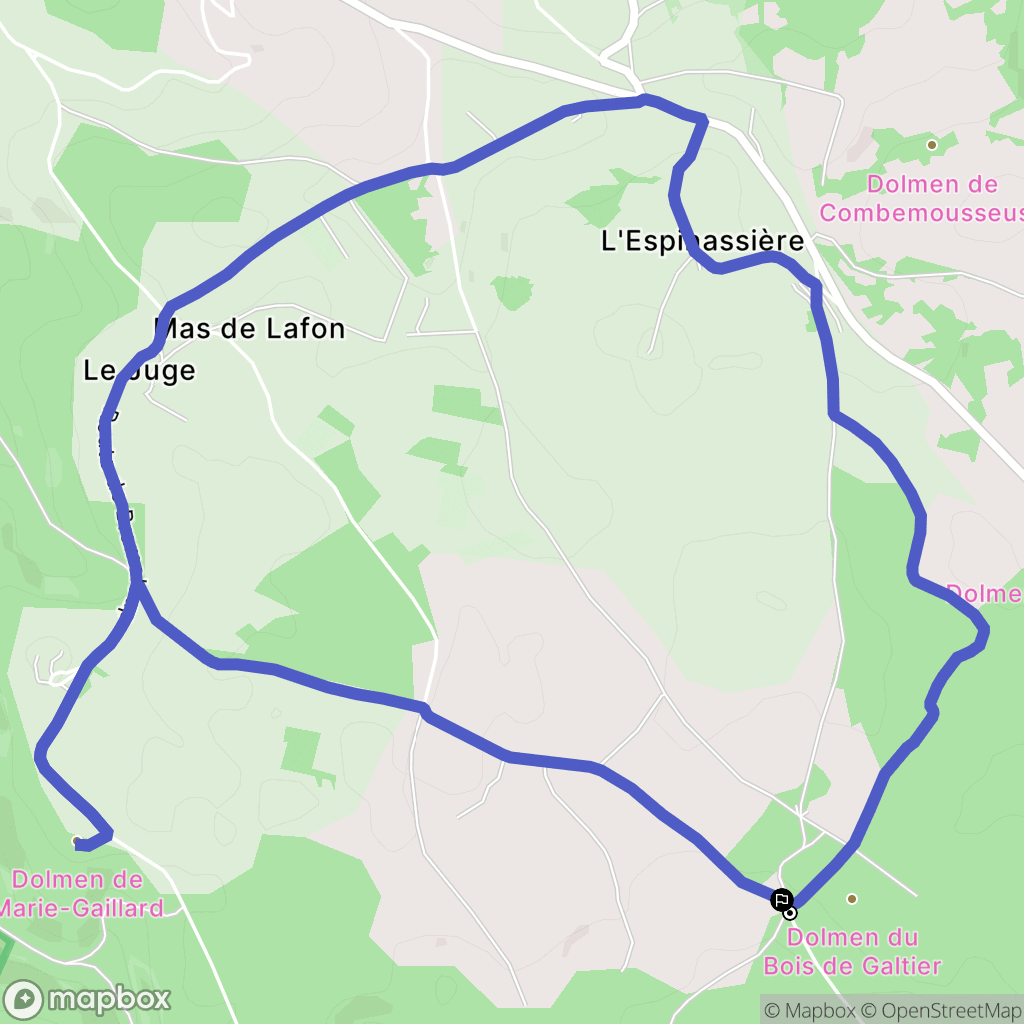Martiel : carte du parcours de randonnée - France