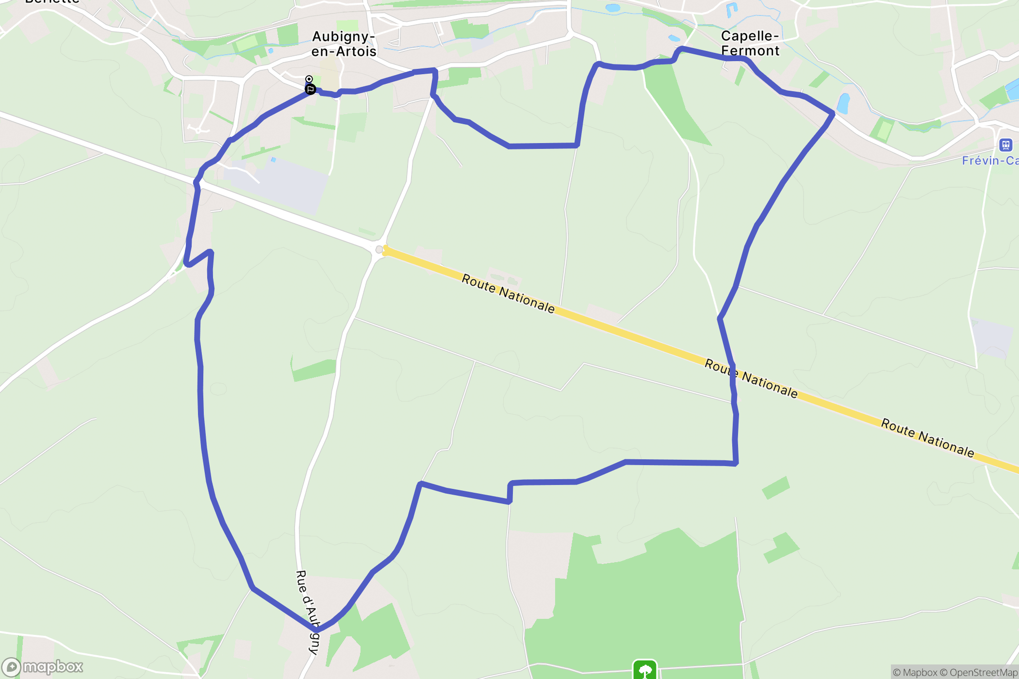 Aubigny-en-Artois : carte du parcours de randonnée - France
