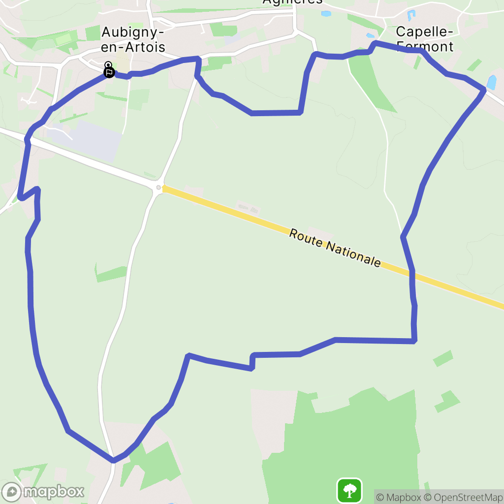 Aubigny-en-Artois : carte du parcours de randonnée - France