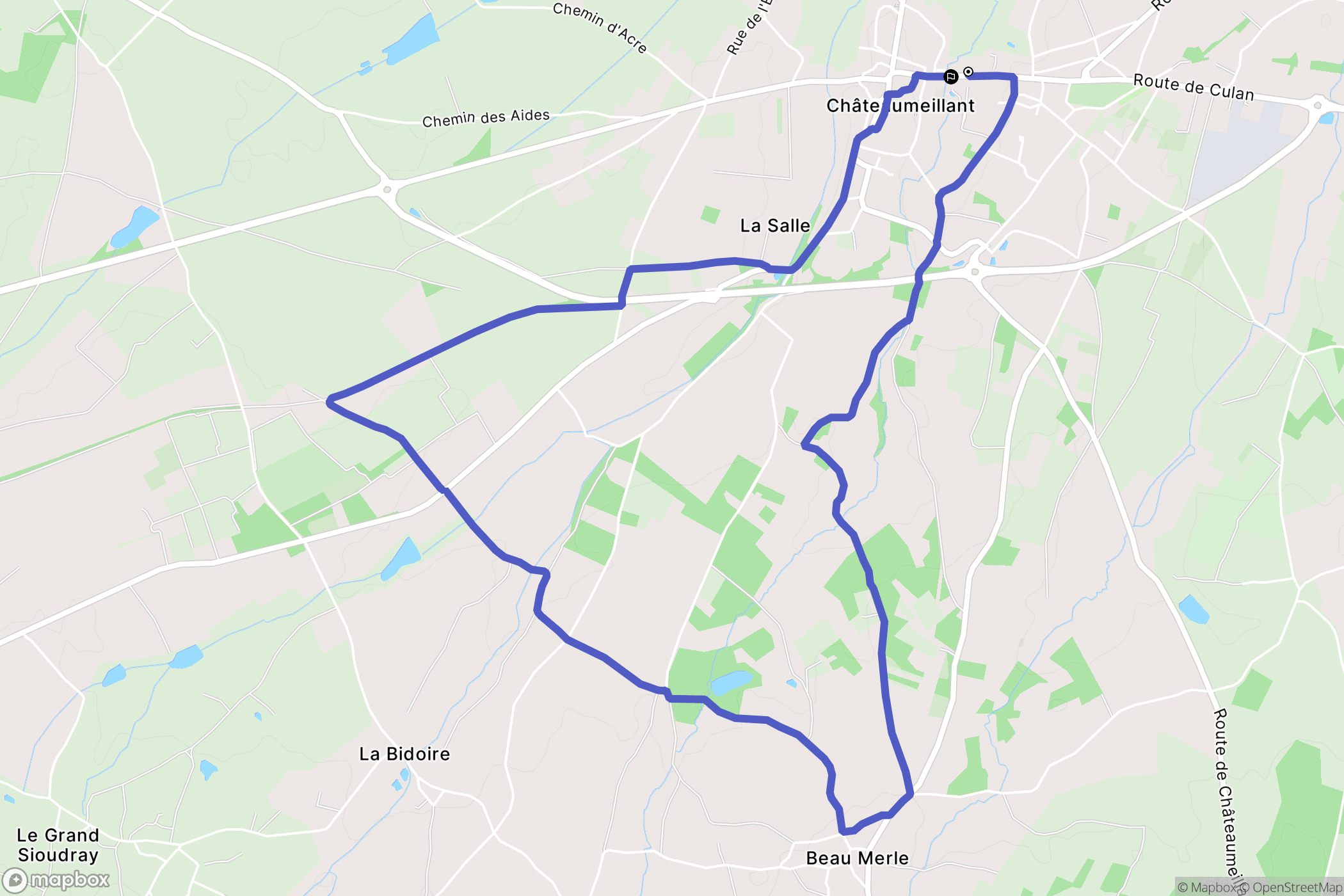 Châteaumeillant : carte du parcours de randonnée - France