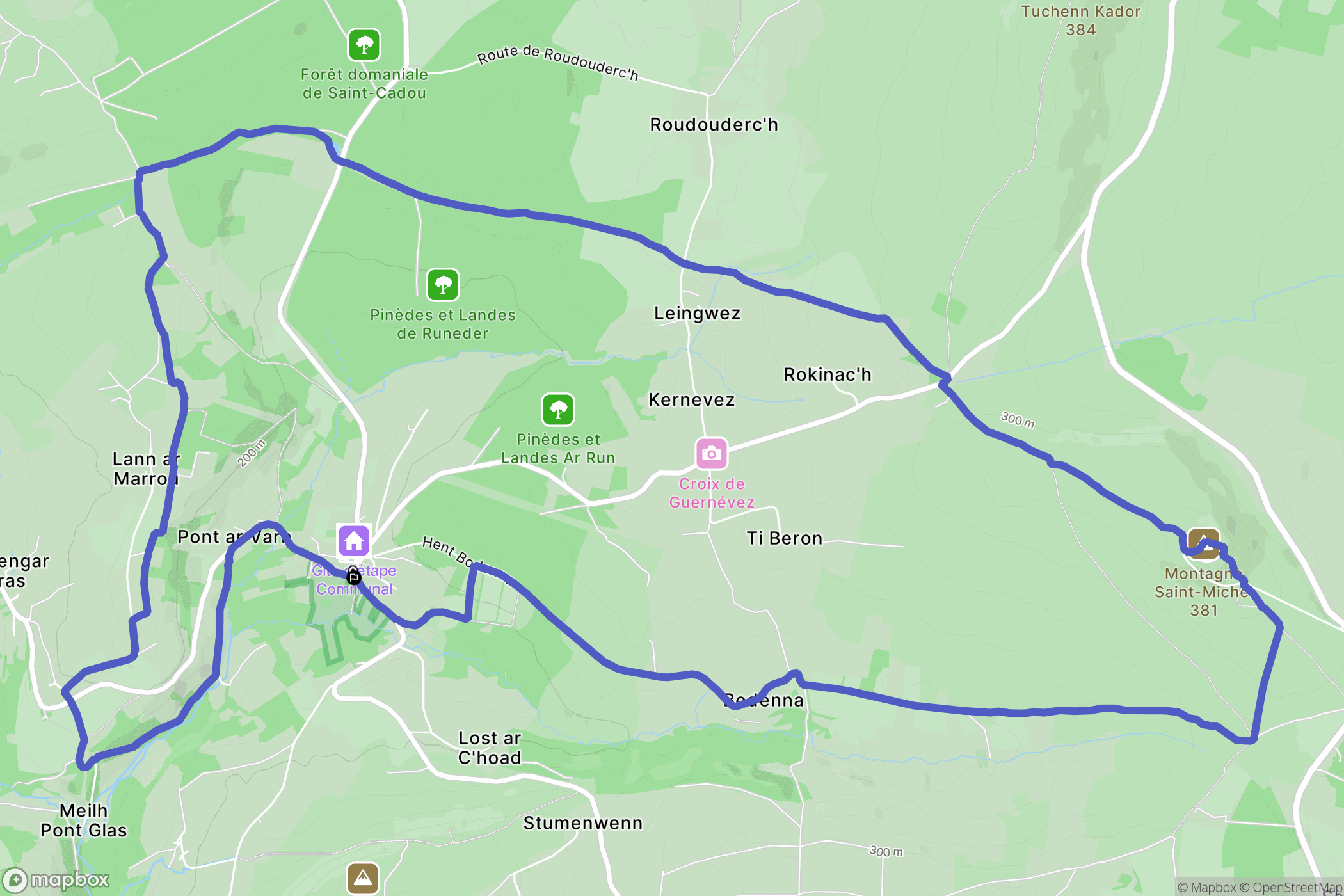 Saint-Rivoal : carte du parcours de randonnée - France